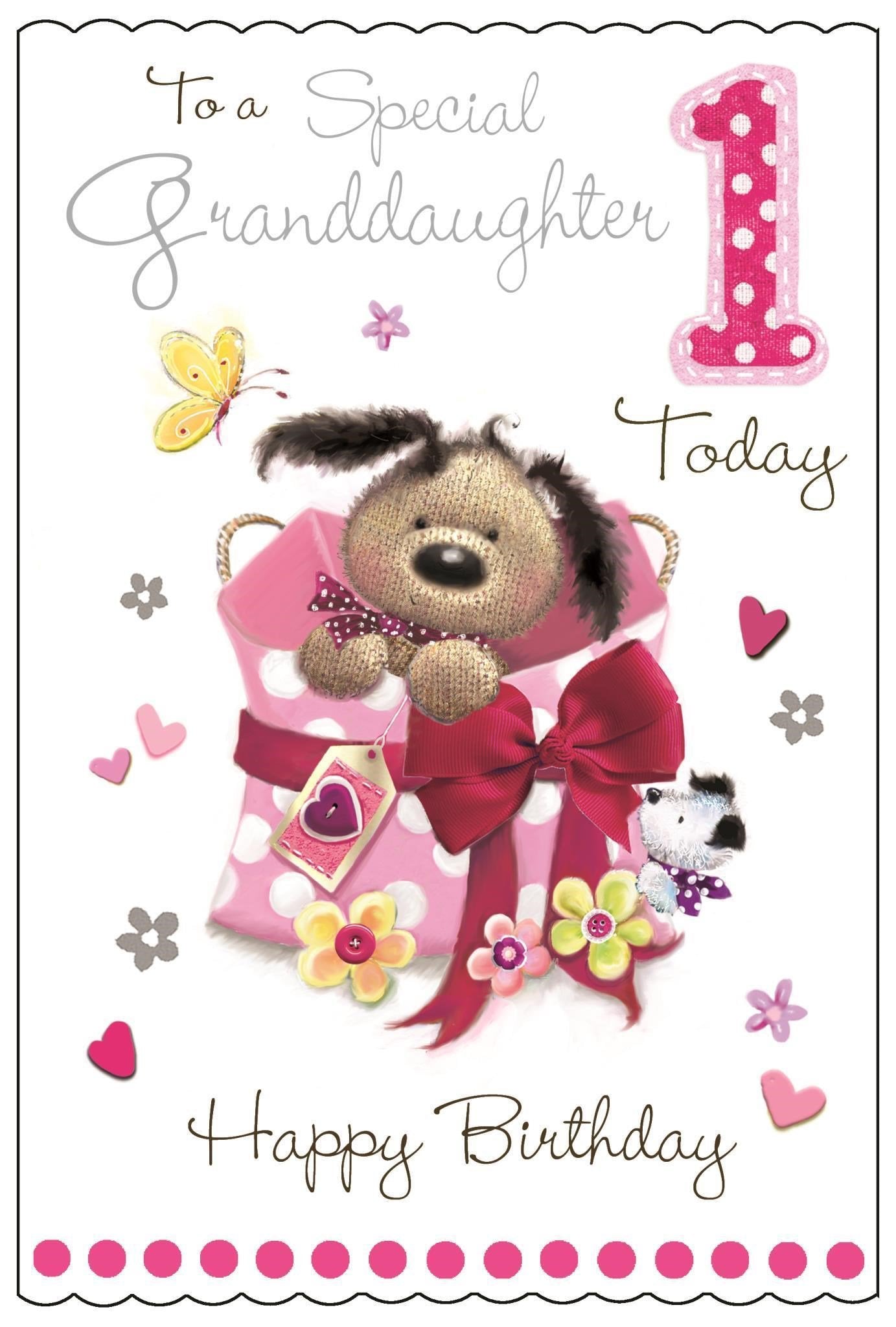 Front of Granddaughter 1st Birthday Special Greetings Card