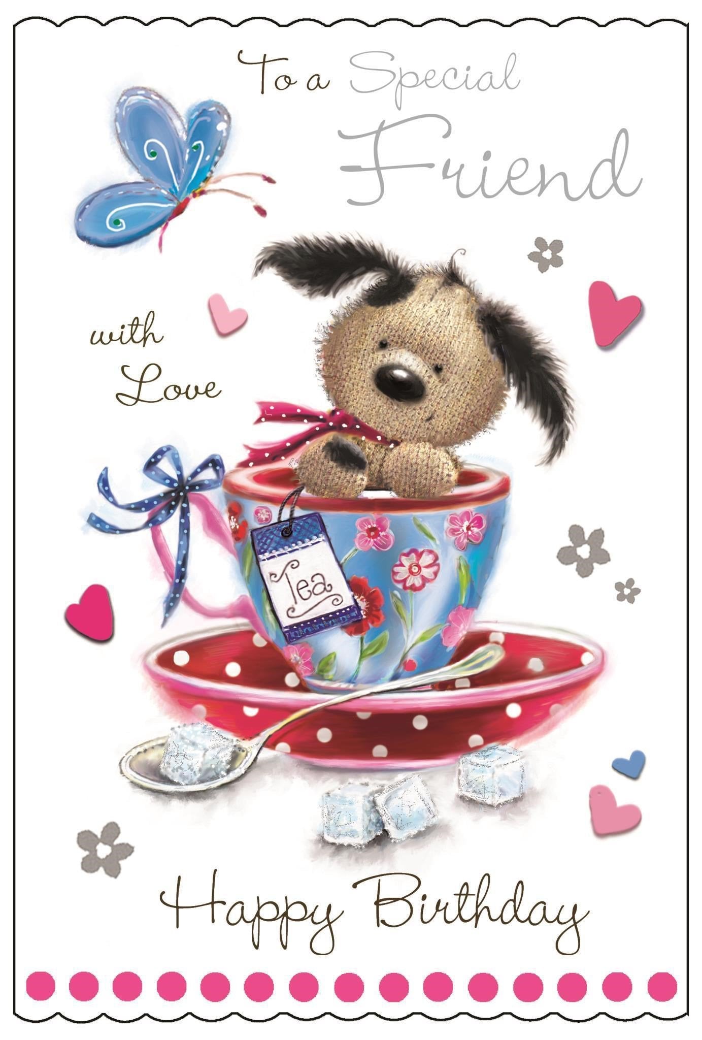 Front of Special Friend Birthday Teacup Greetings Card