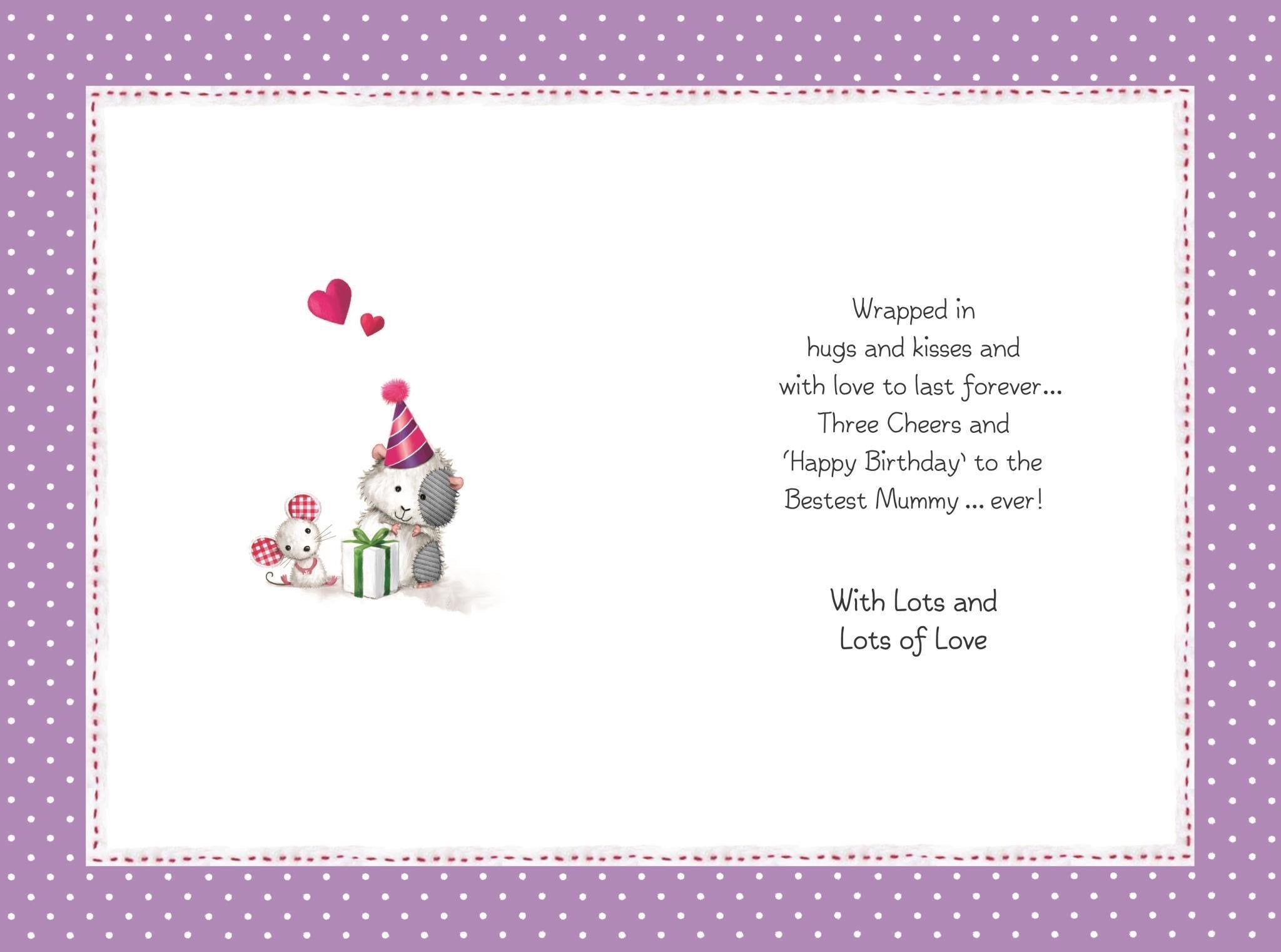 Inside of Special Mummy Birthday Love Heart Greetings Card