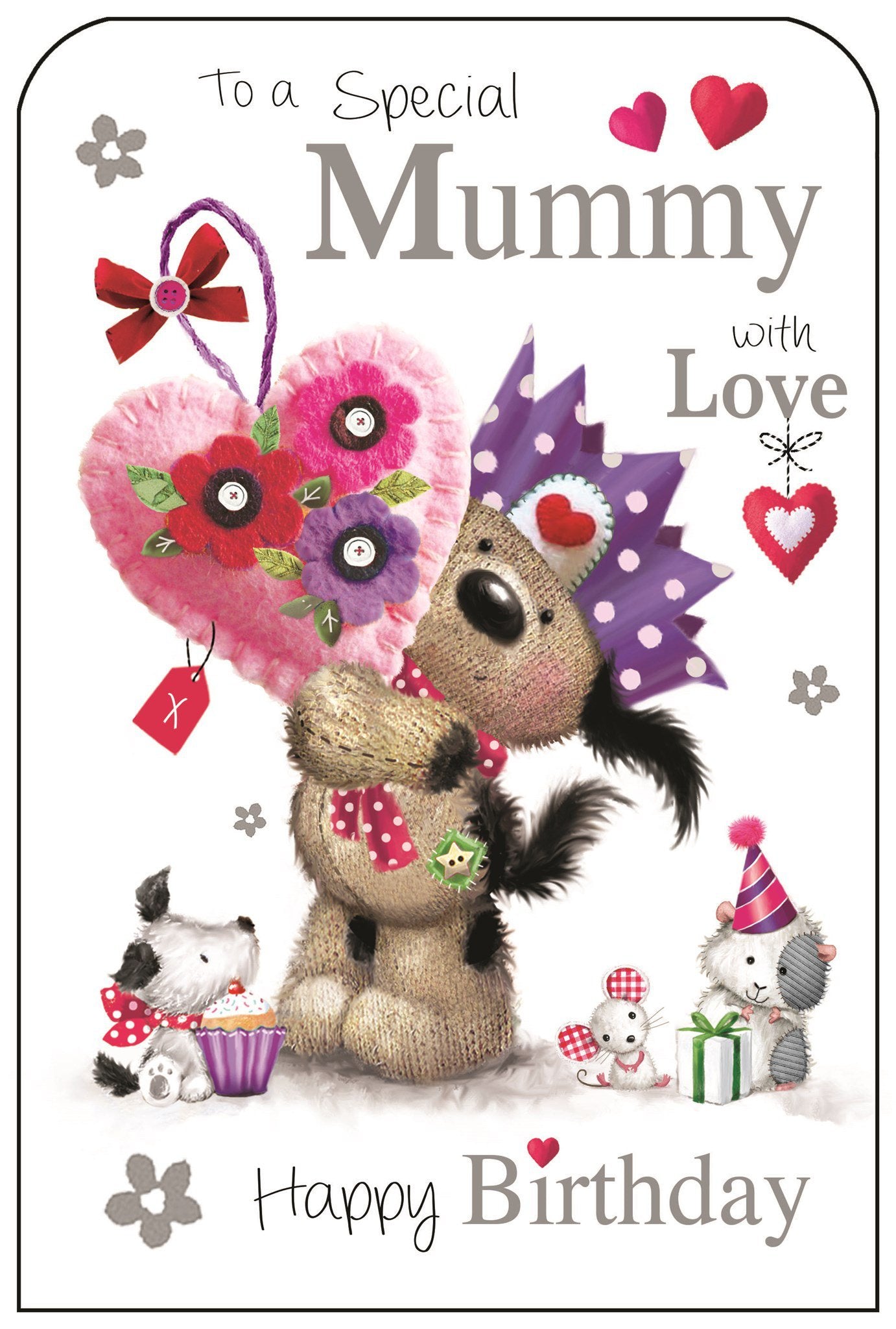 Front of Special Mummy Birthday Love Heart Greetings Card