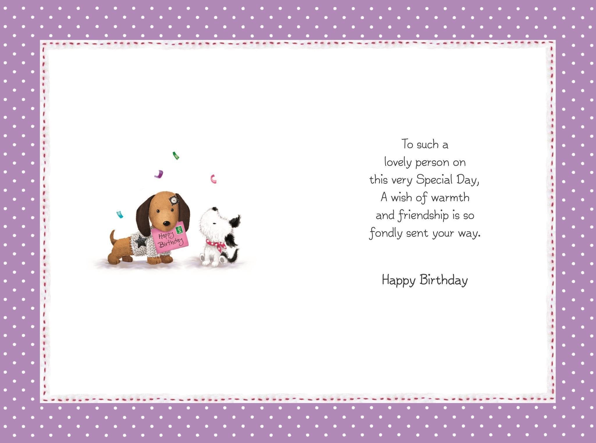 Inside of Special Friend Birthday Cupcake Greetings Card