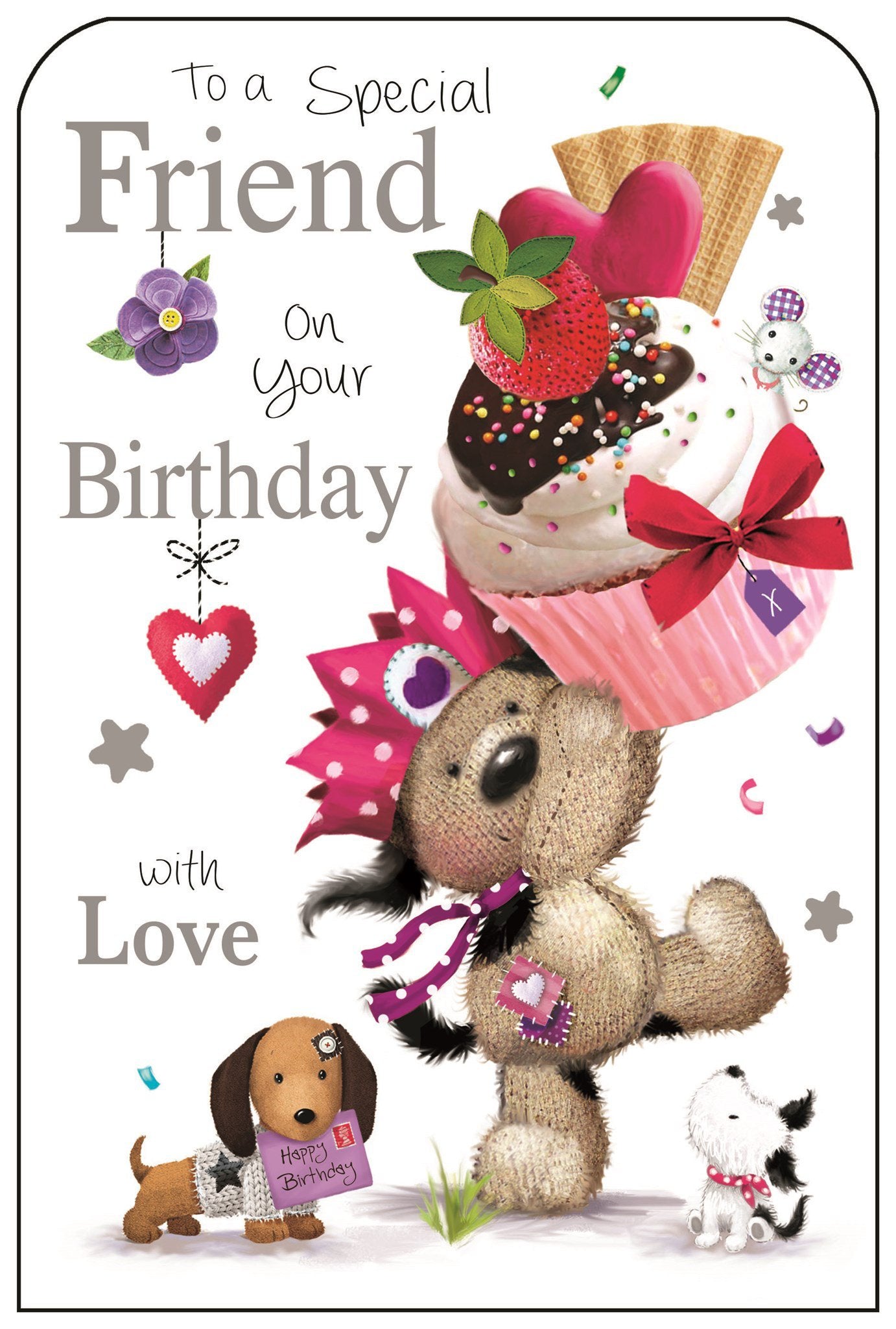 Front of Special Friend Birthday Cupcake Greetings Card