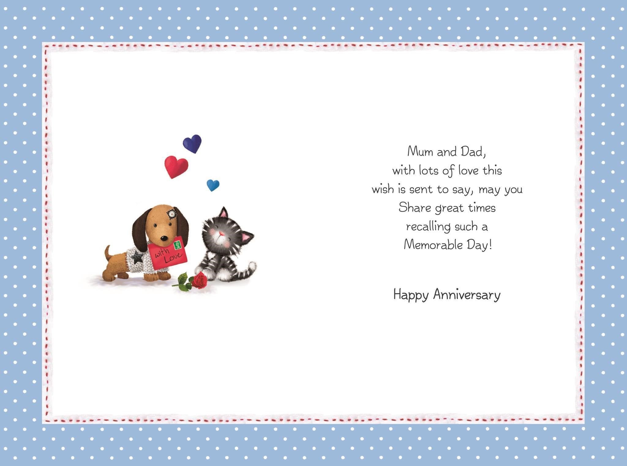 Inside of Mum & Dad Anniversary Sofa Greetings Card