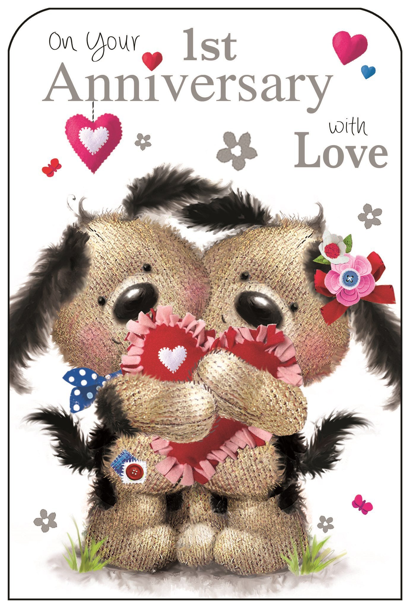 Front of On Your 1st Anniversary Love Greetings Card