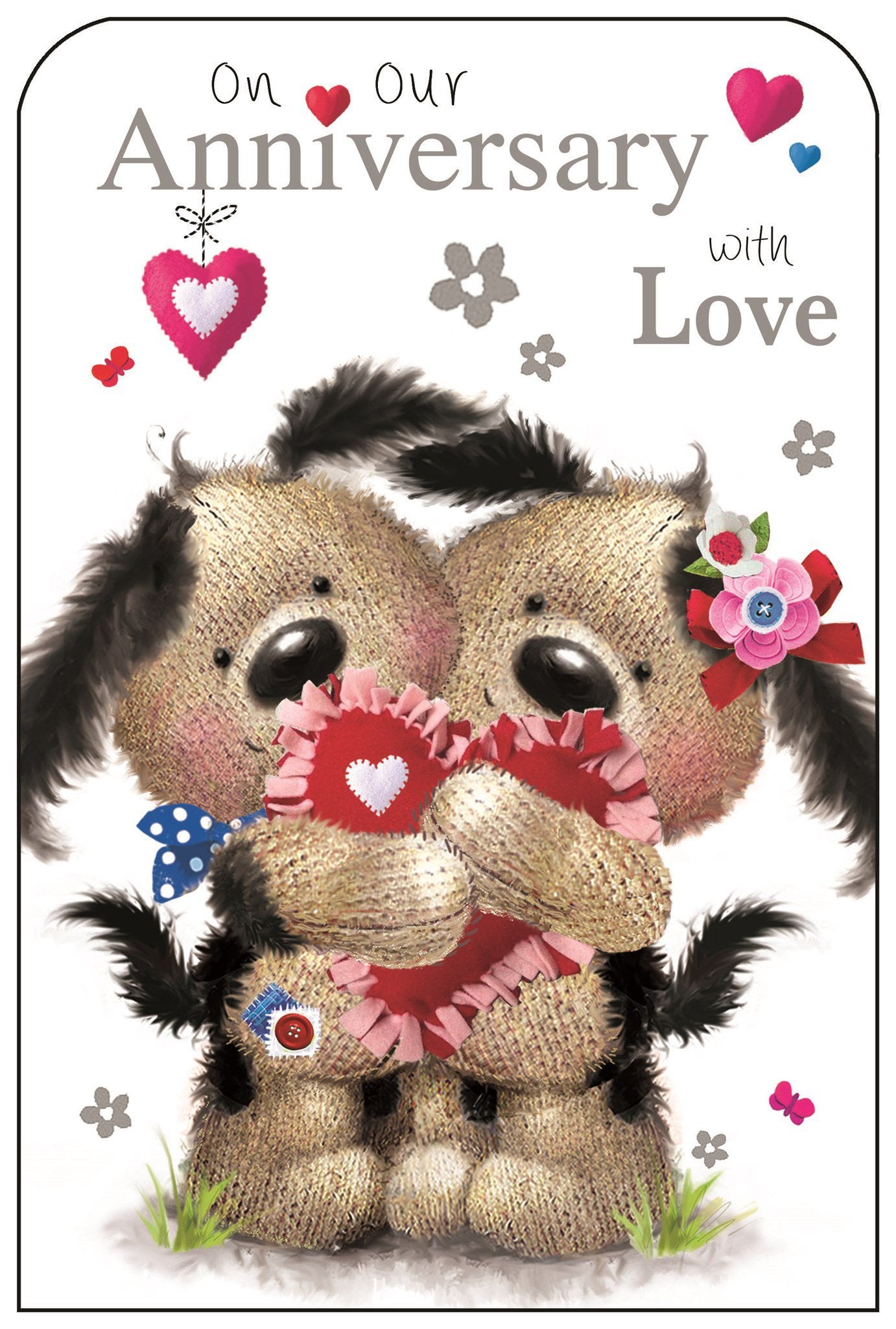 Front of On Our Anniversary Heart Love Greetings Card