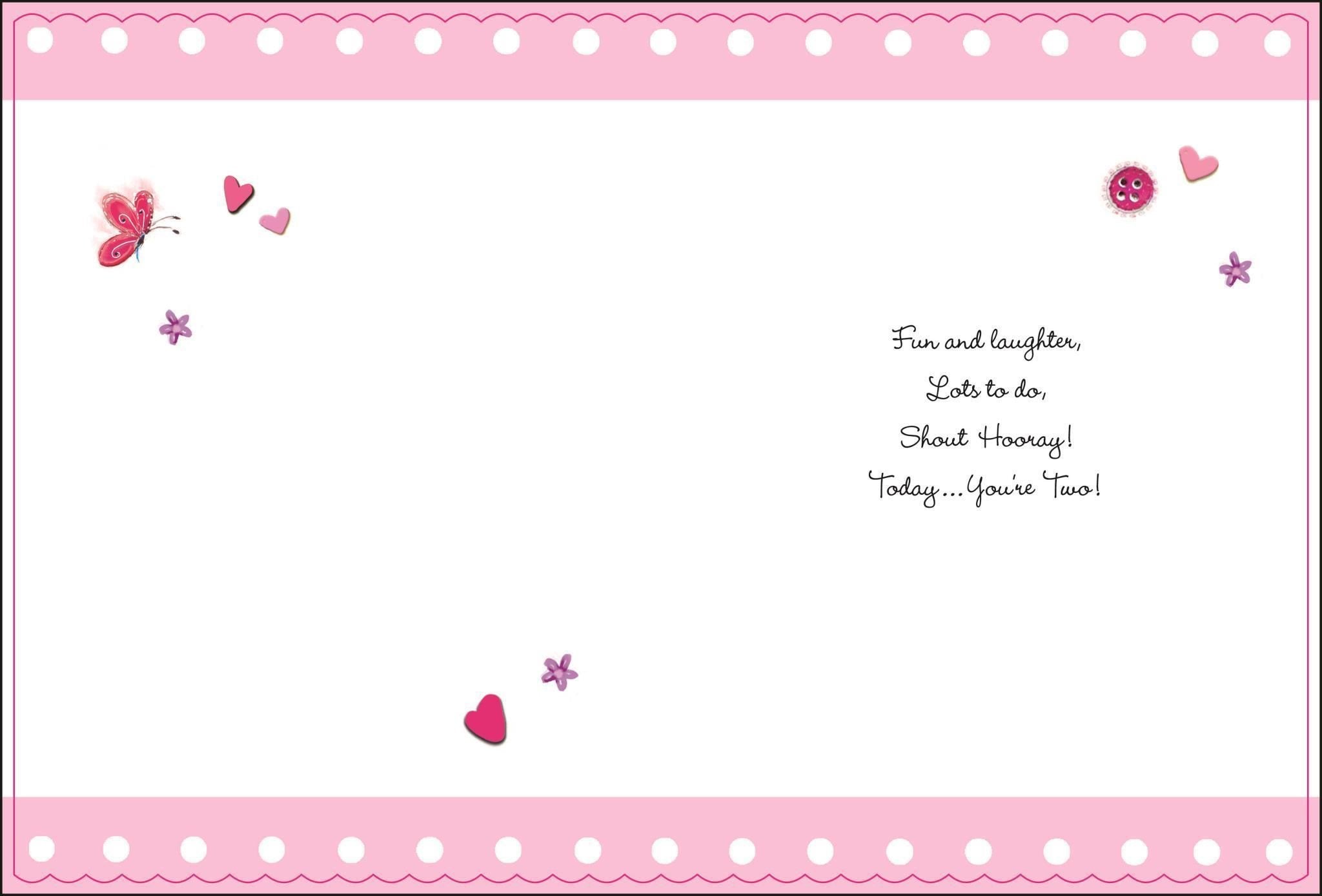 Inside of 2nd Birthday Pram Girl Greetings Card