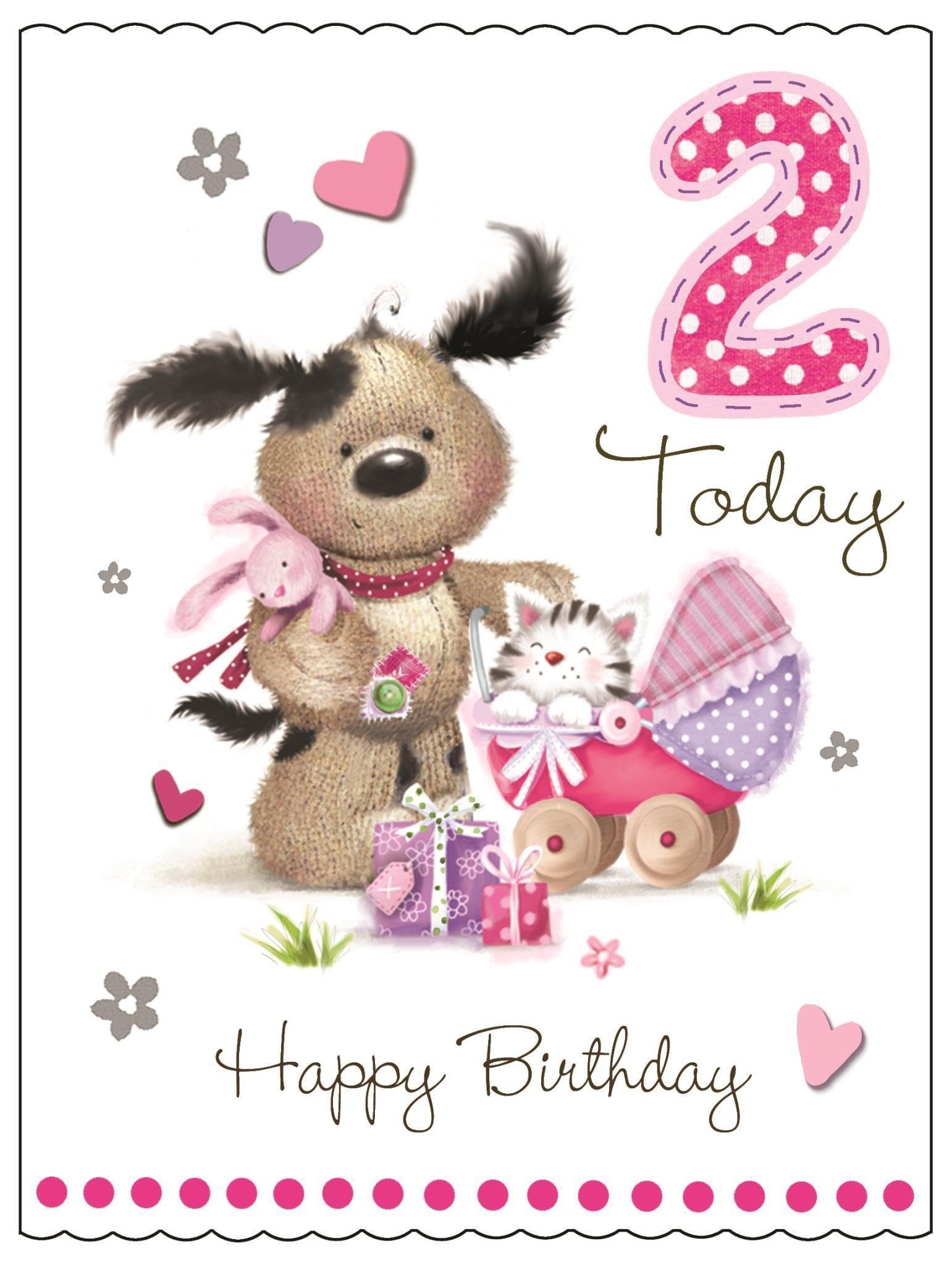 Front of 2nd Birthday Pram Girl Greetings Card