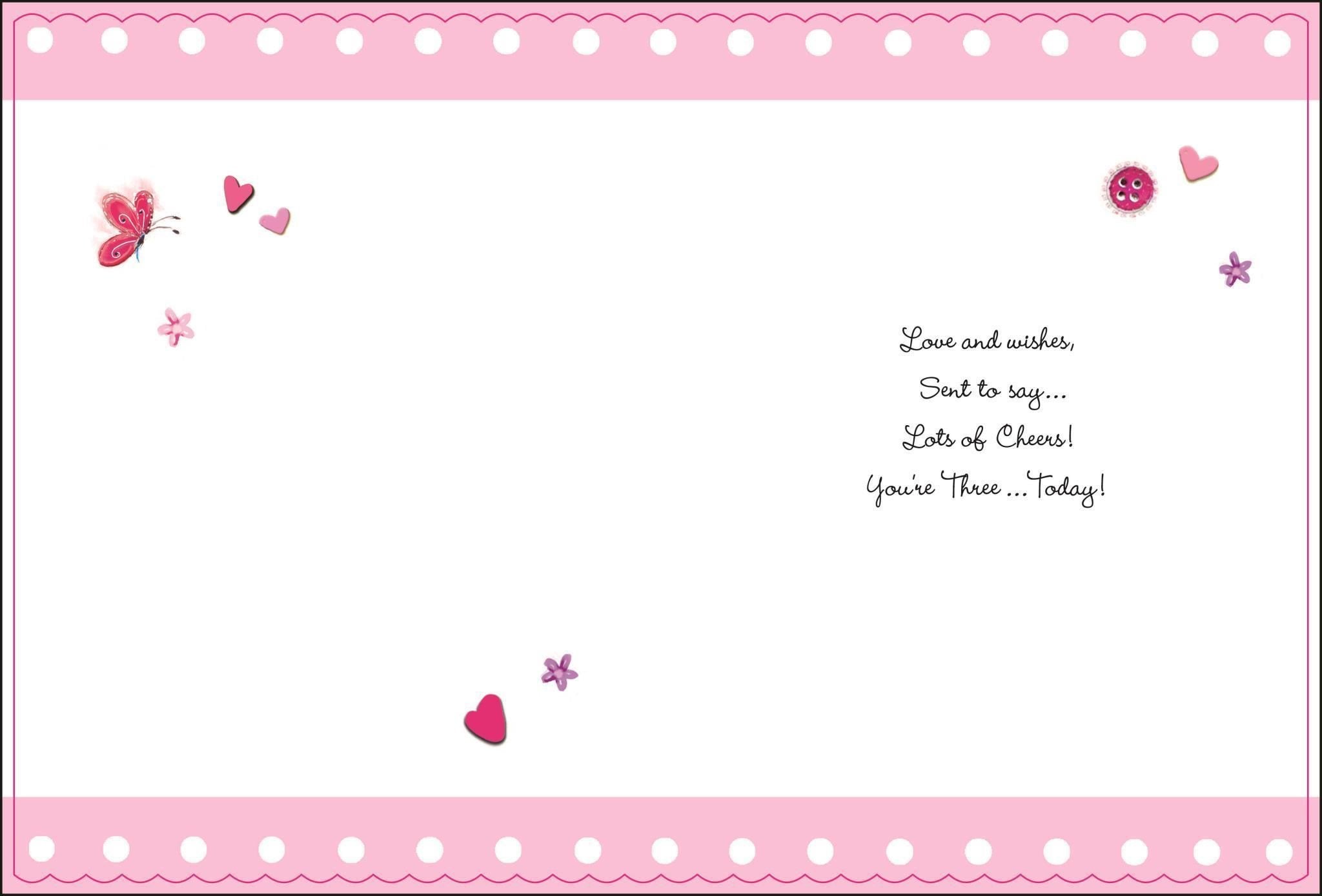 Inside of 3rd Birthday Swing Girl Greetings Card