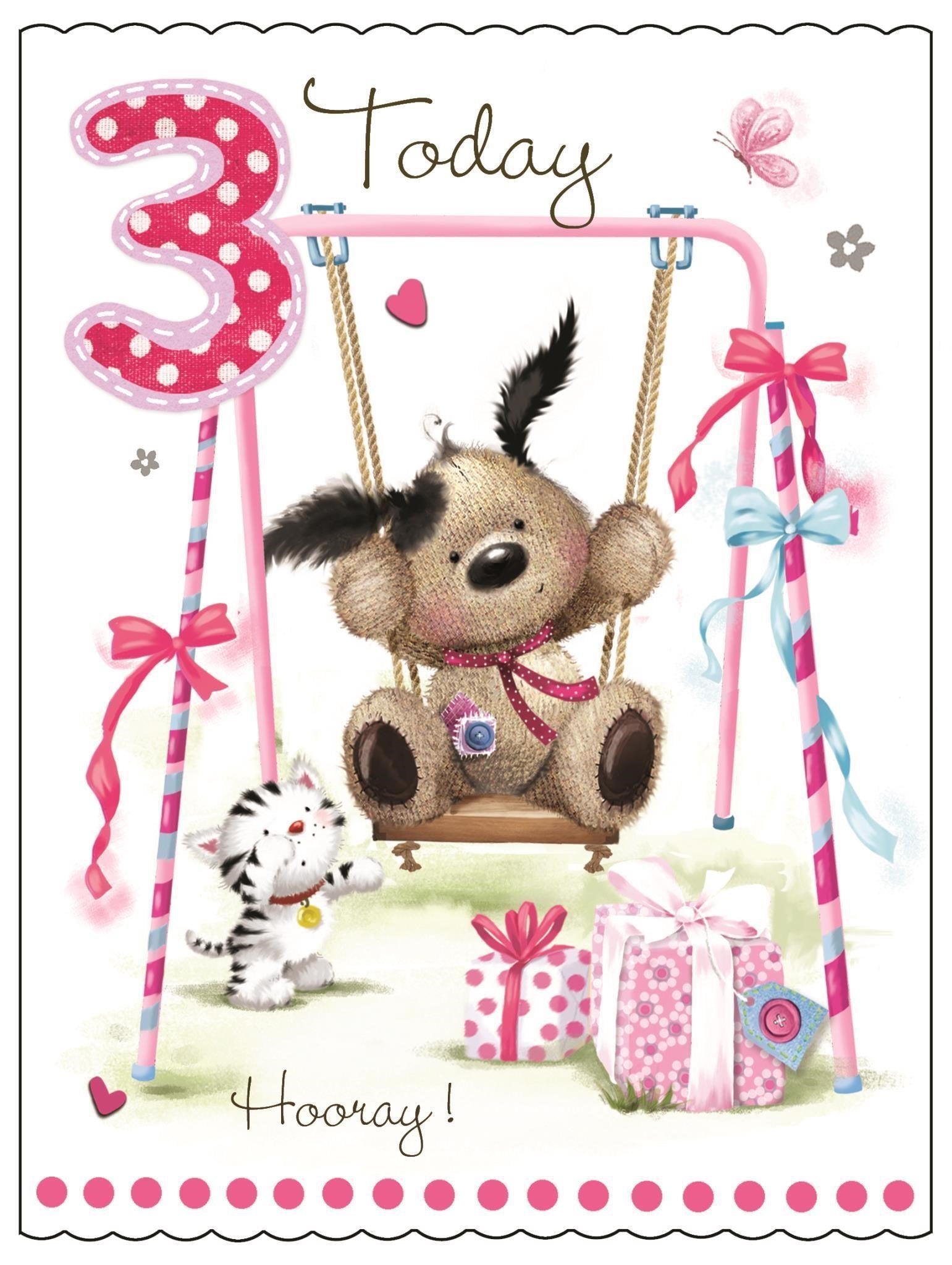 Front of 3rd Birthday Swing Girl Greetings Card