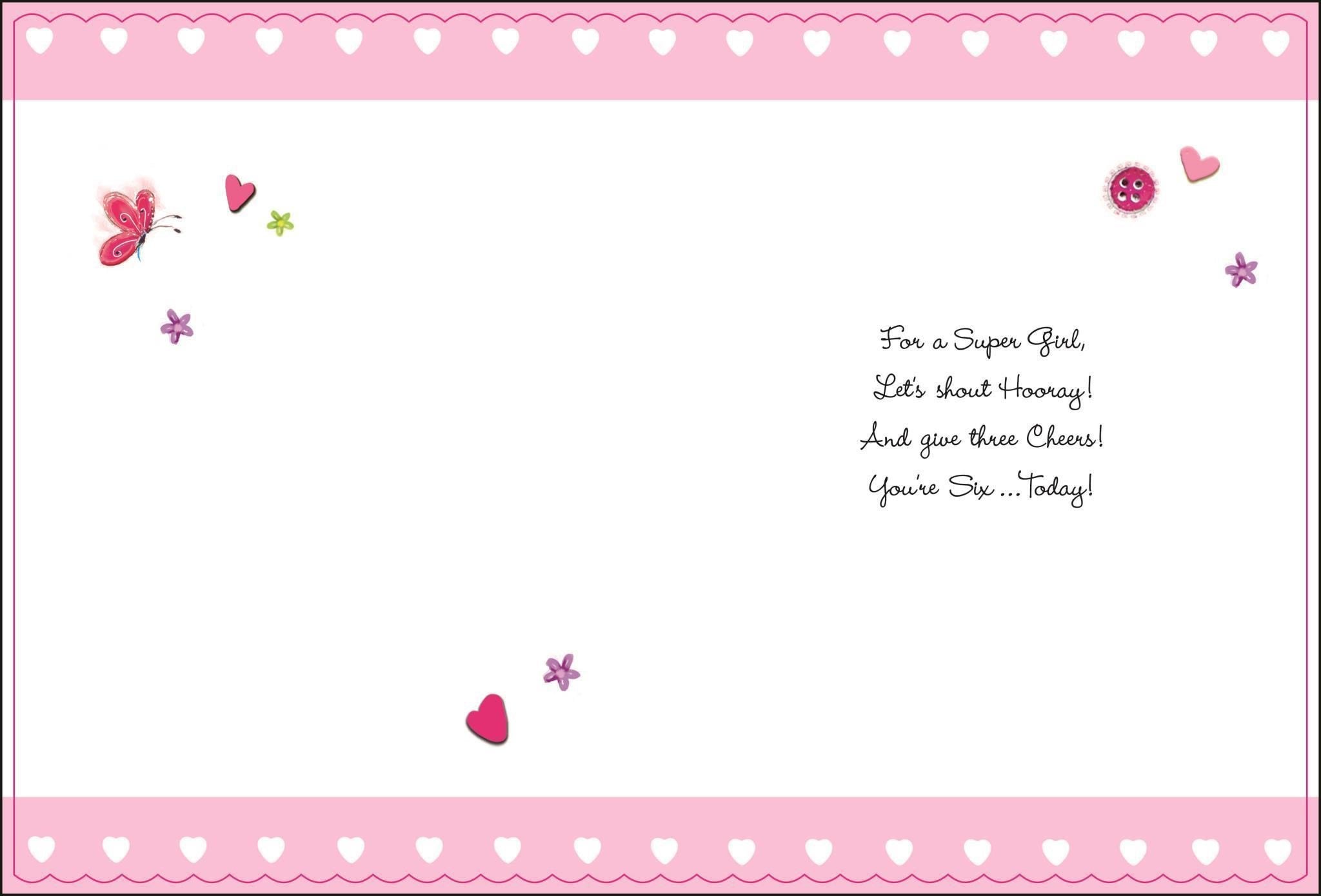 Inside of 6th Birthday Bike Girl Greetings Card