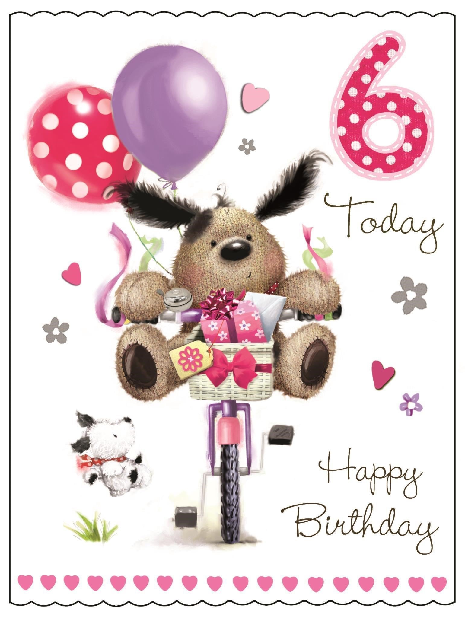 Front of 6th Birthday Bike Girl Greetings Card