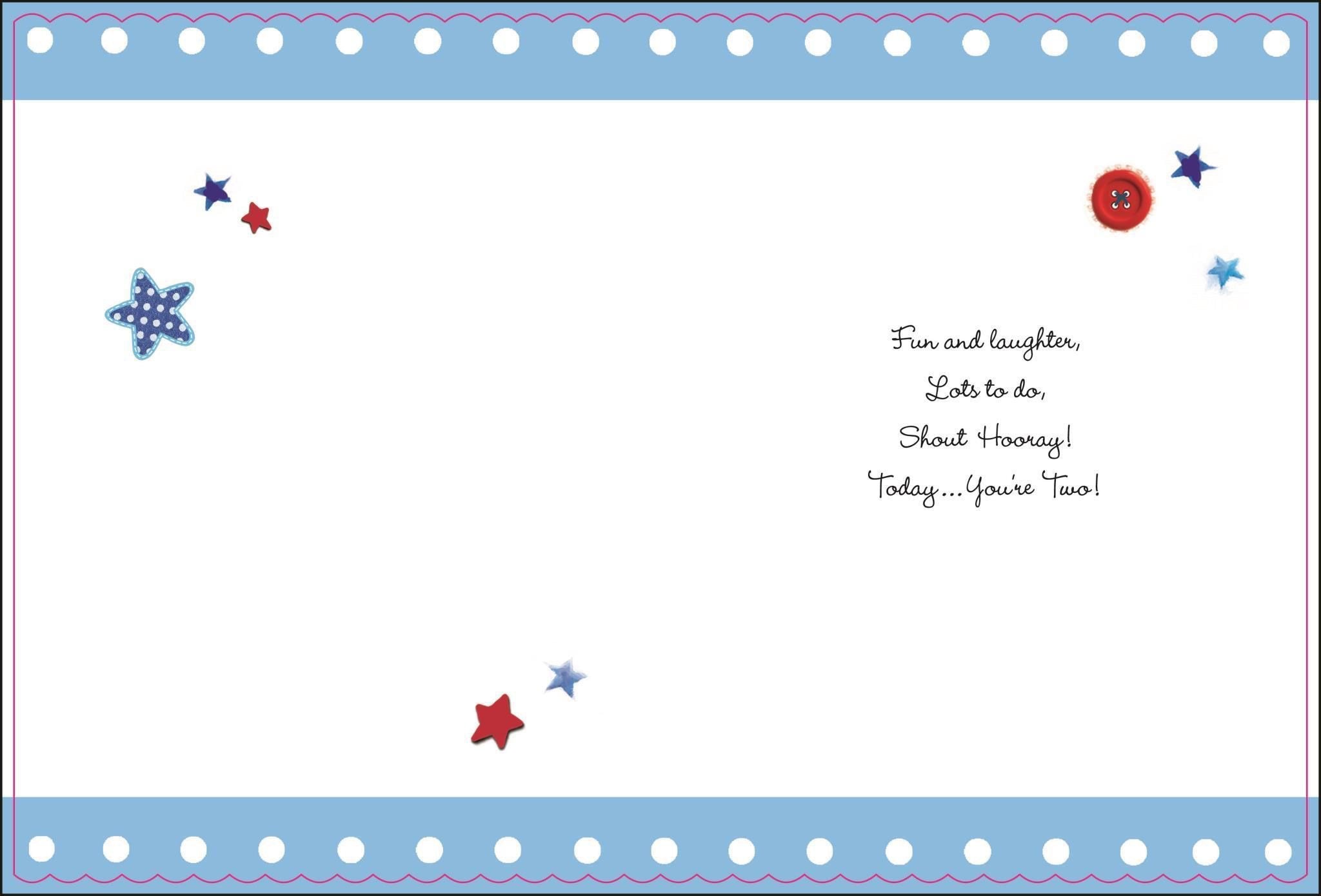 Inside of 2nd Birthday Boat Boy Greetings Card