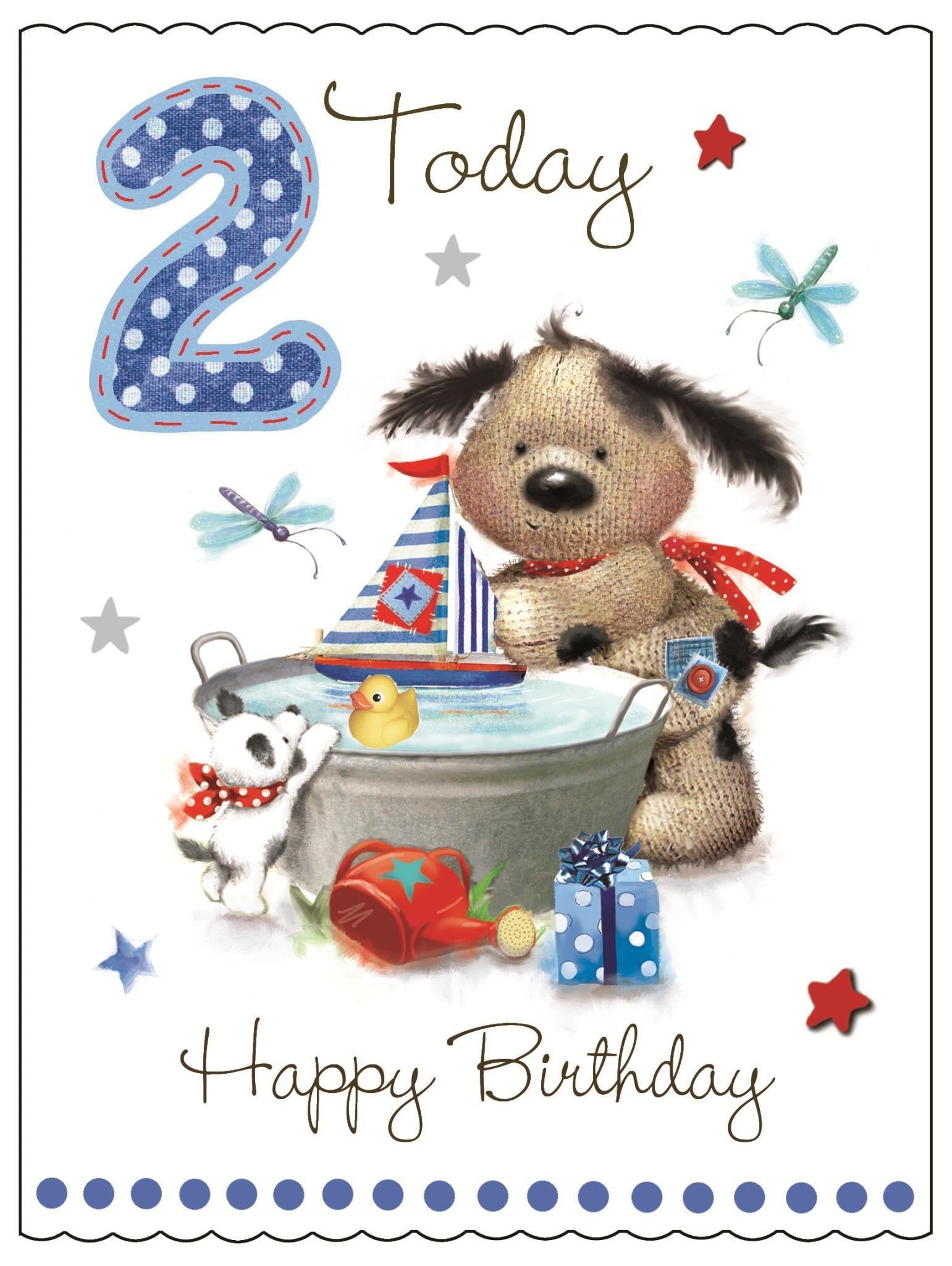 Front of 2nd Birthday Boat Boy Greetings Card
