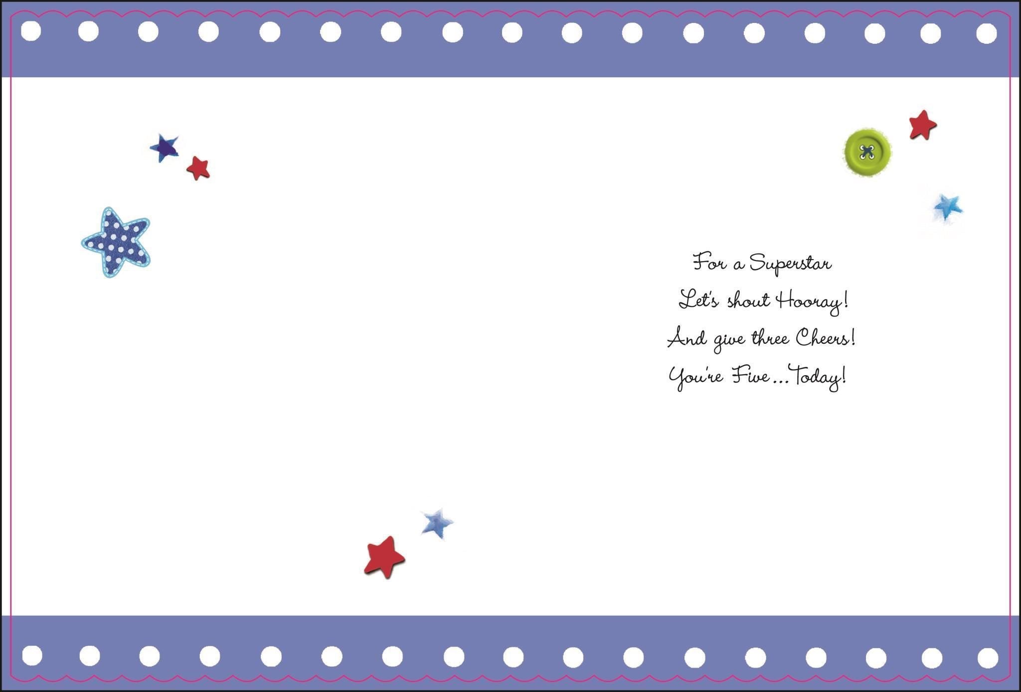 Inside of 5th Birthday RC Car Greetings Card