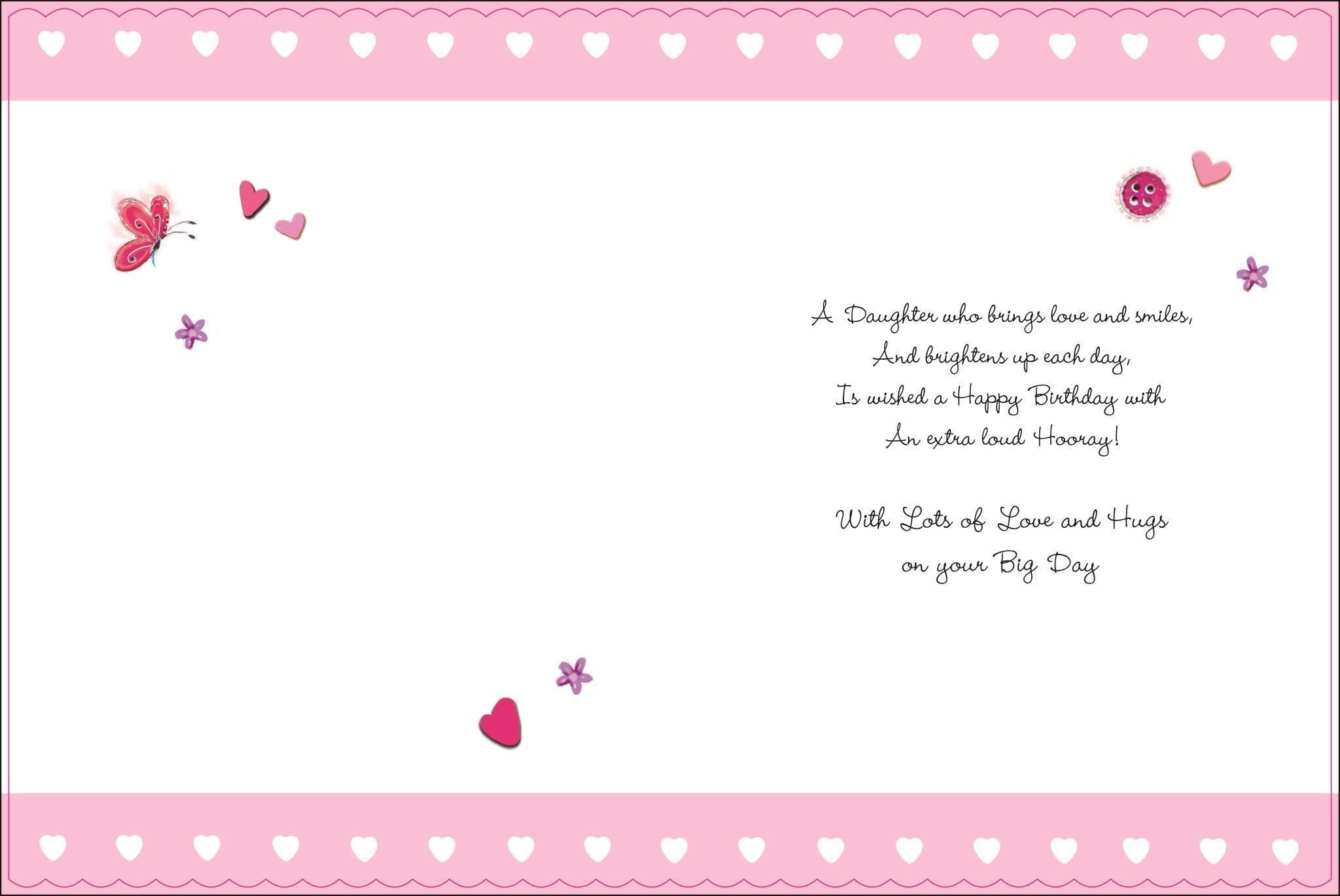 Inside of Daughter Birthday Cute Greetings Card