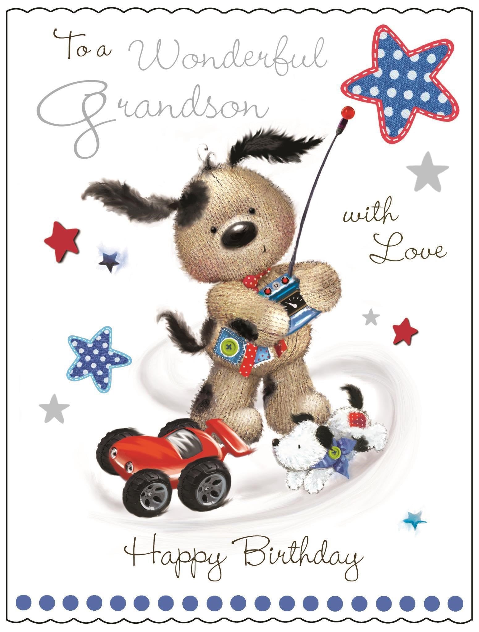 Front of Grandson Birthday Cute Greetings Card