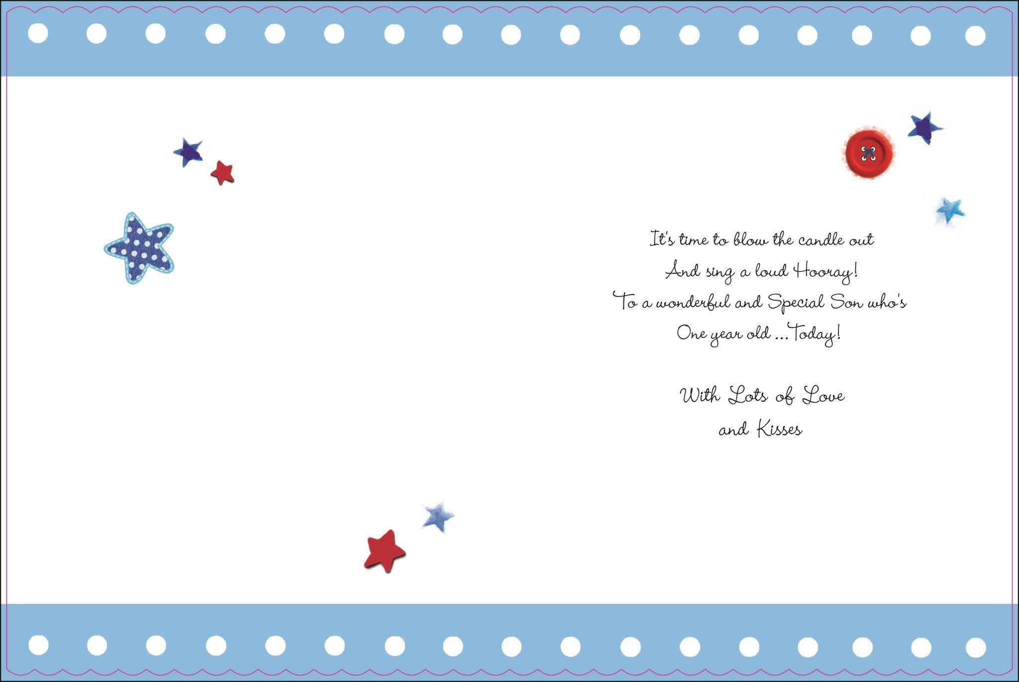 Inside of Son 1st Birthday Greetings Card