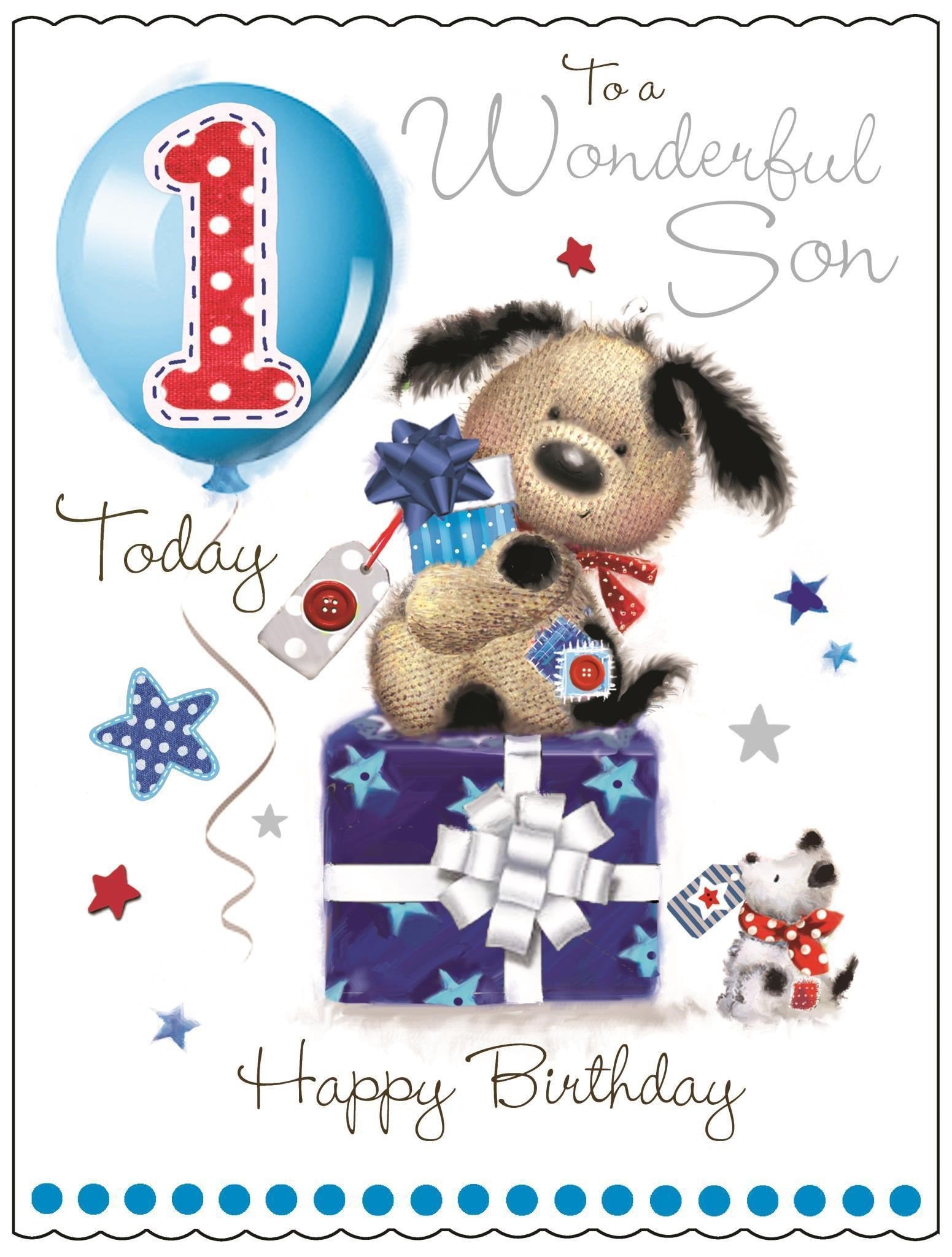 Front of Son 1st Birthday Greetings Card