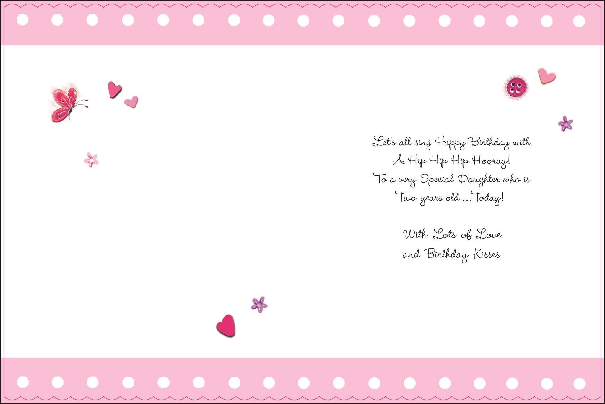 Inside of Daughter 2nd Birthday Greetings Card