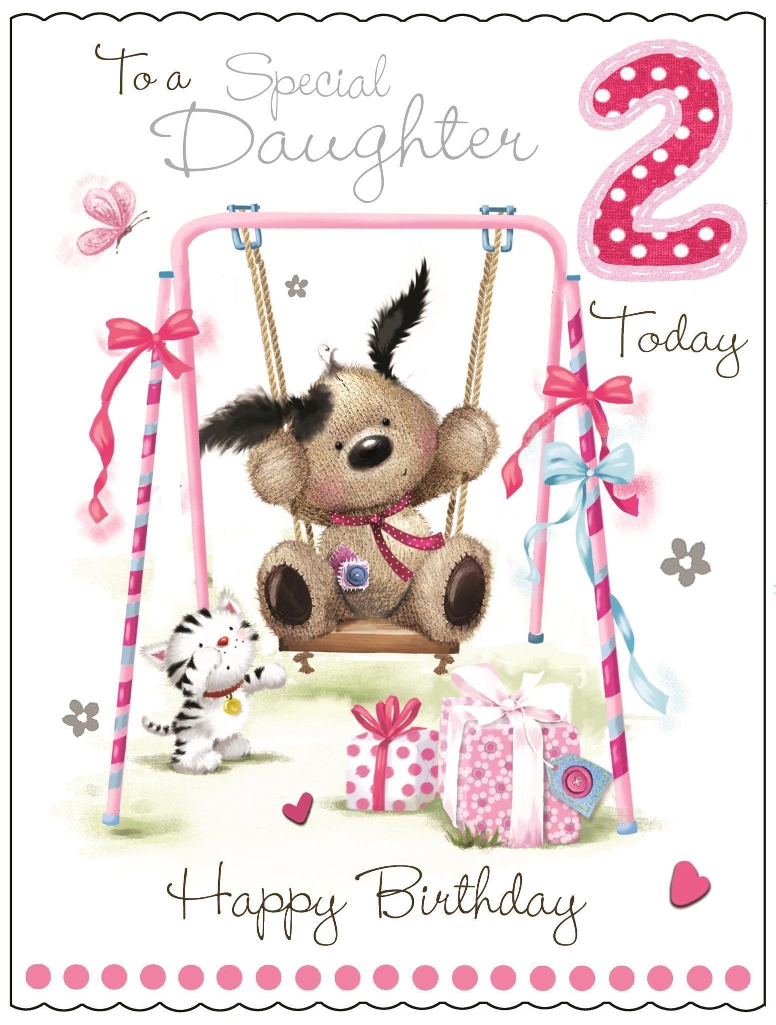 Front of Daughter 2nd Birthday Greetings Card