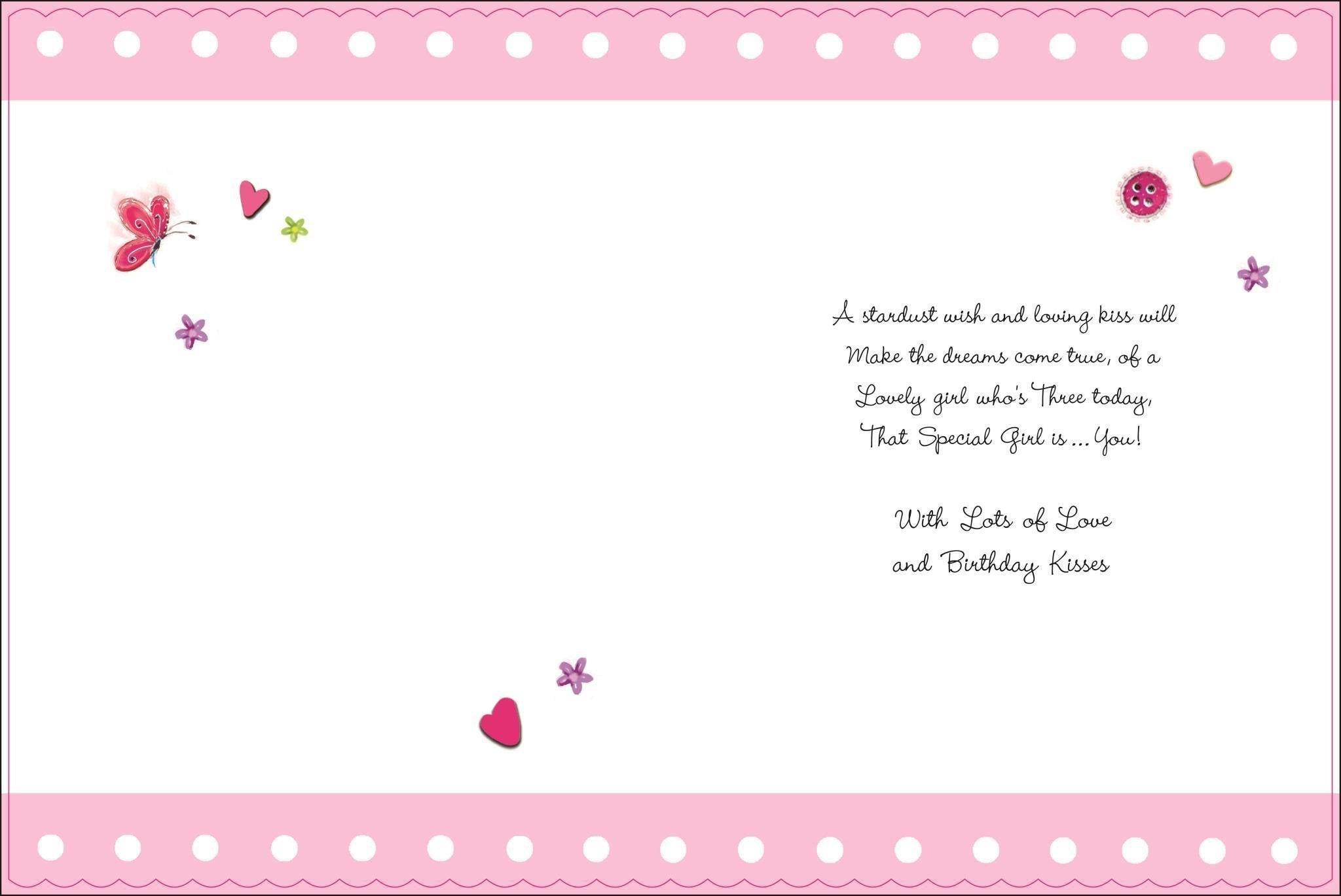 Inside of Daughter 3rd Birthday Greetings Card