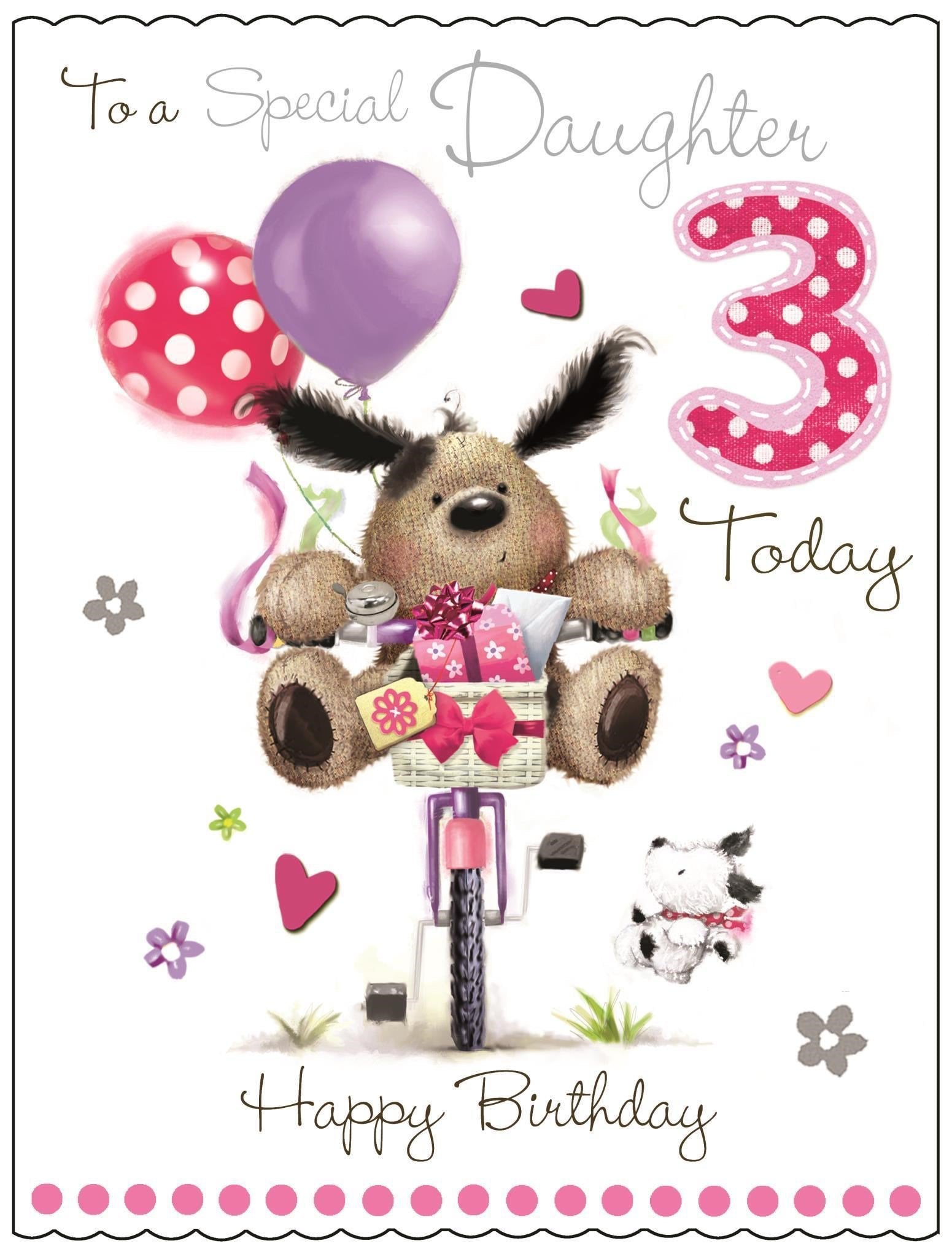 Front of Daughter 3rd Birthday Greetings Card