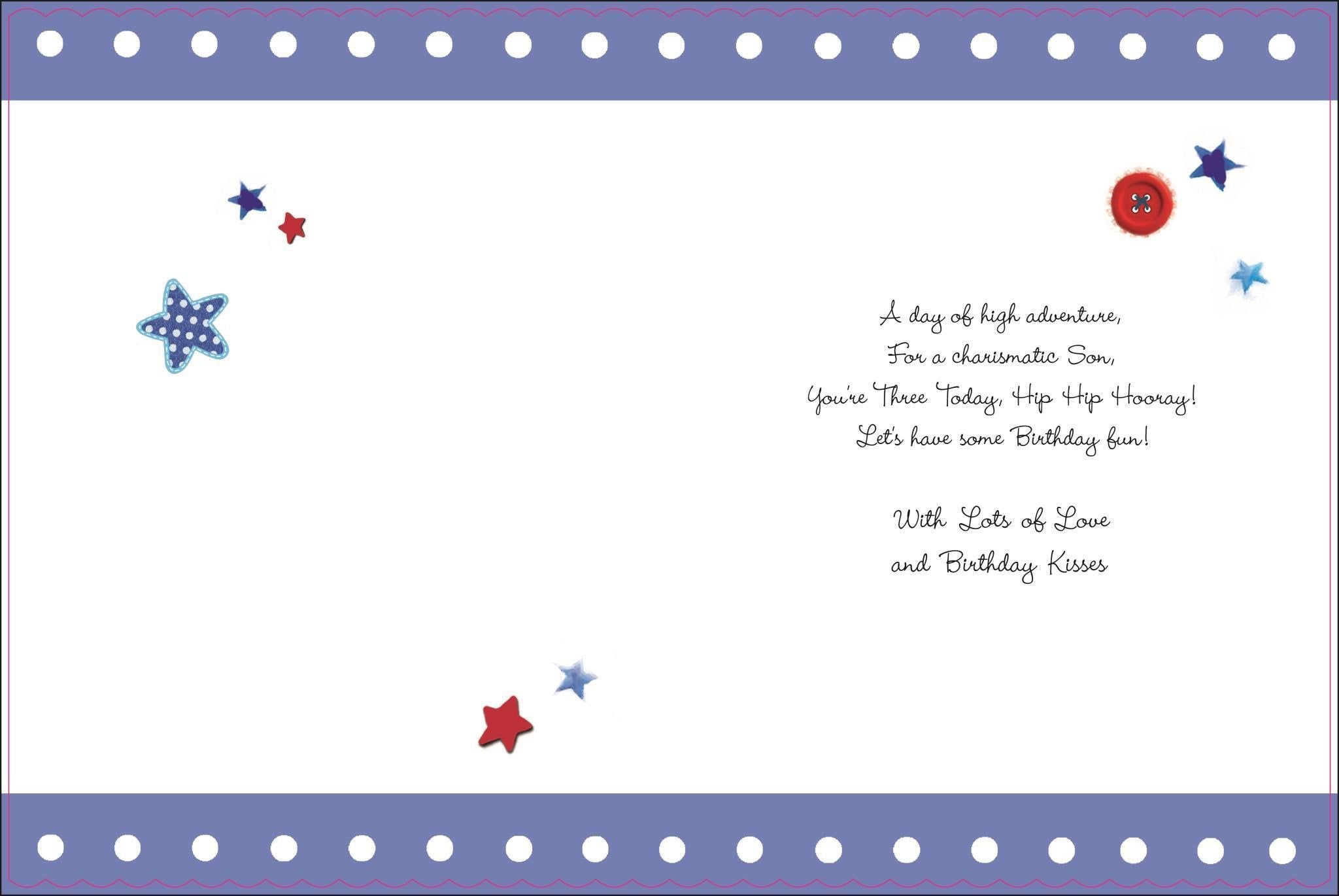 Inside of Son 3rd Birthday Greetings Card