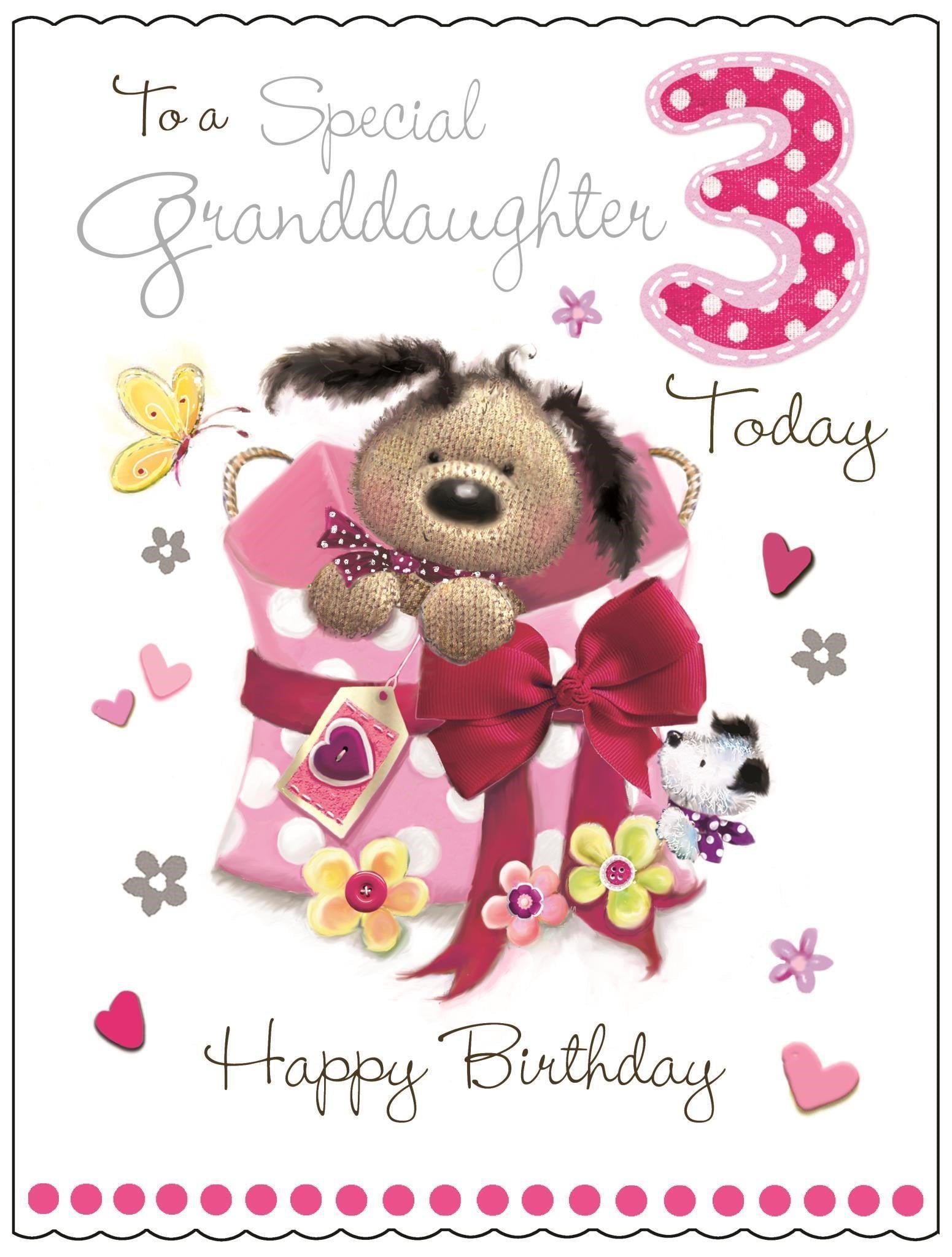 Front of Granddaughter 3rd Birthday Greetings Card