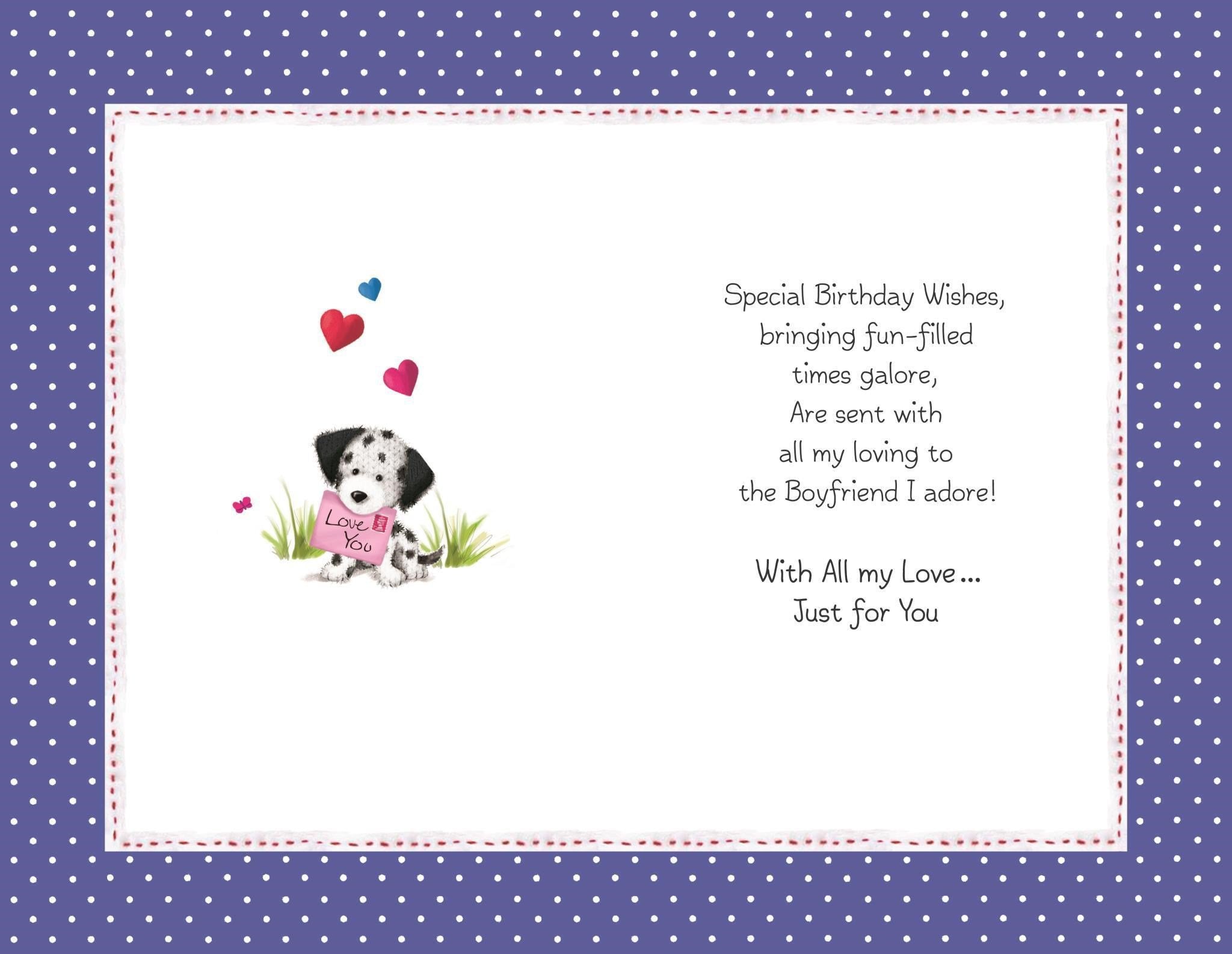 Inside of Special Boyfriend Birthday Cute Greetings Card