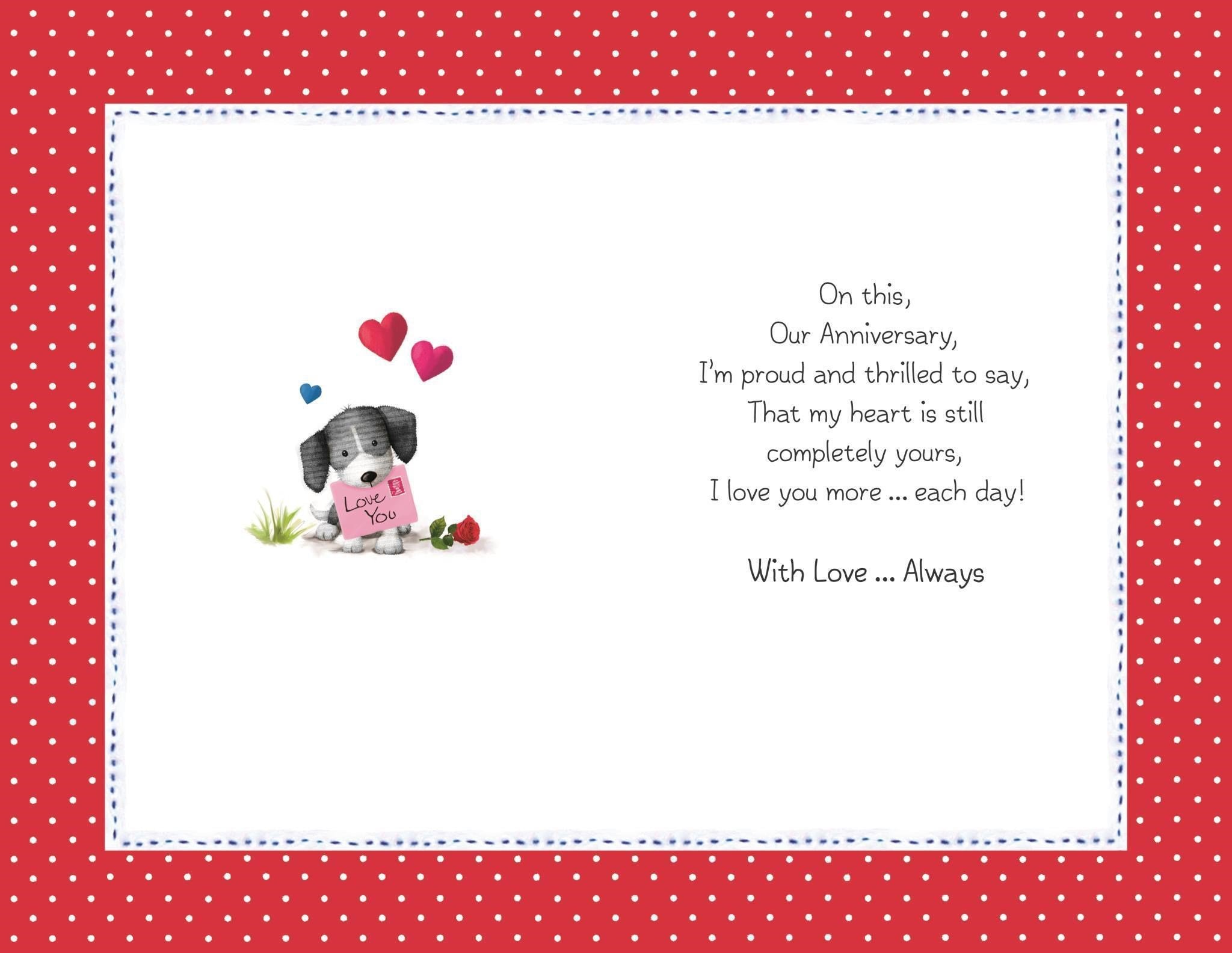 Inside of Wonderful Wife Anniversary Greetings Card