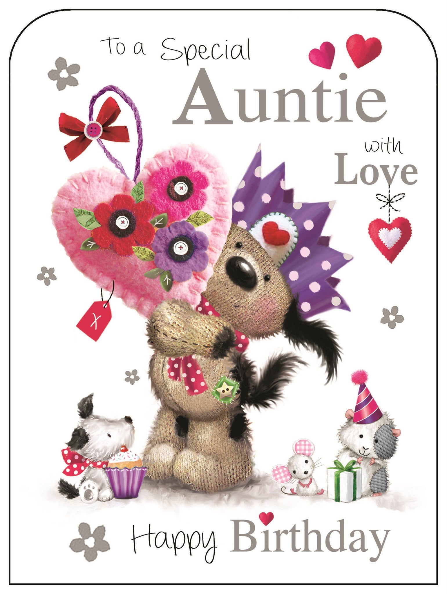 Front of Special Auntie Birthday Cute Greetings Card