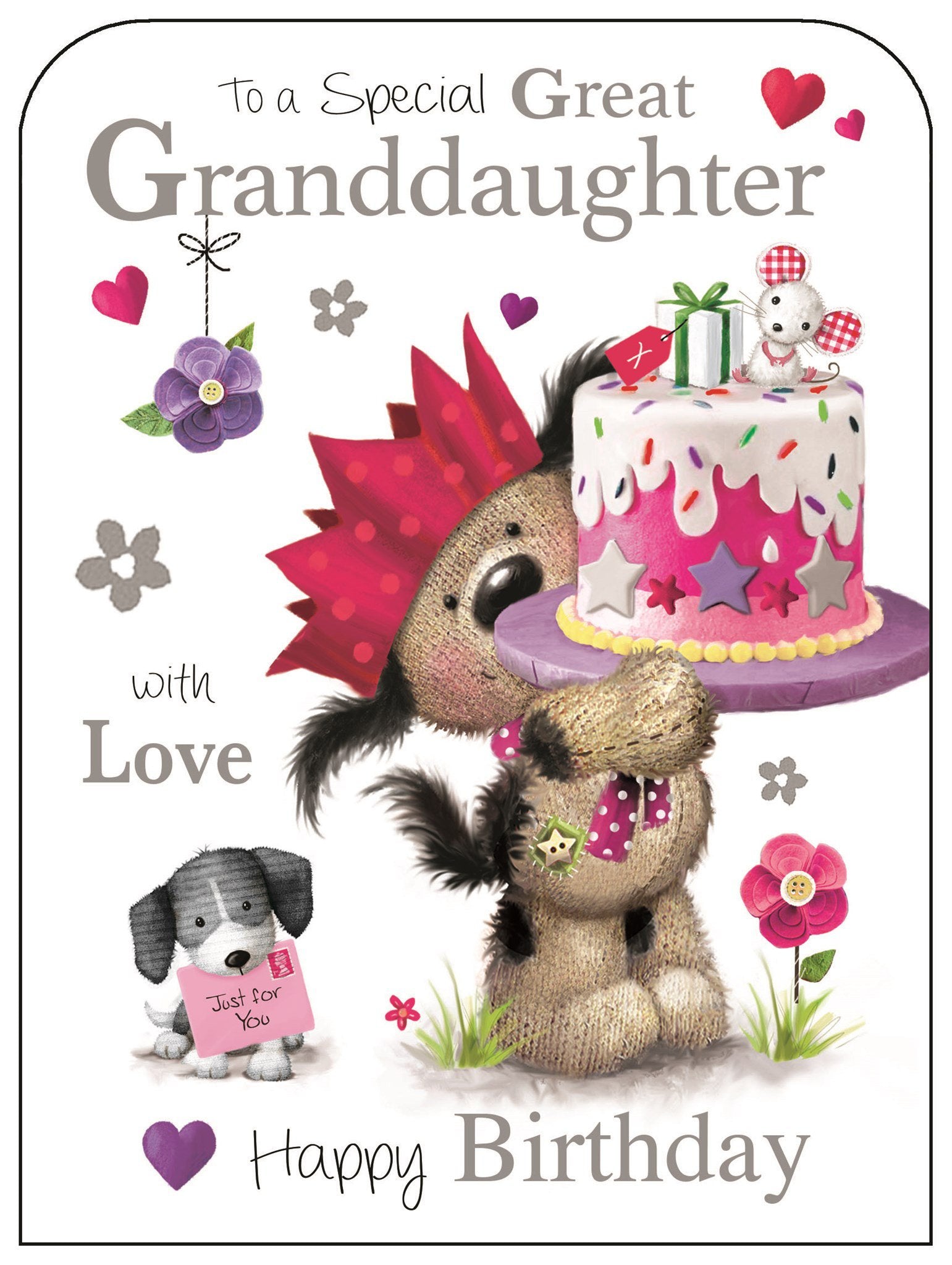 Front of Great Granddaughter Birthday Cute Greetings Card