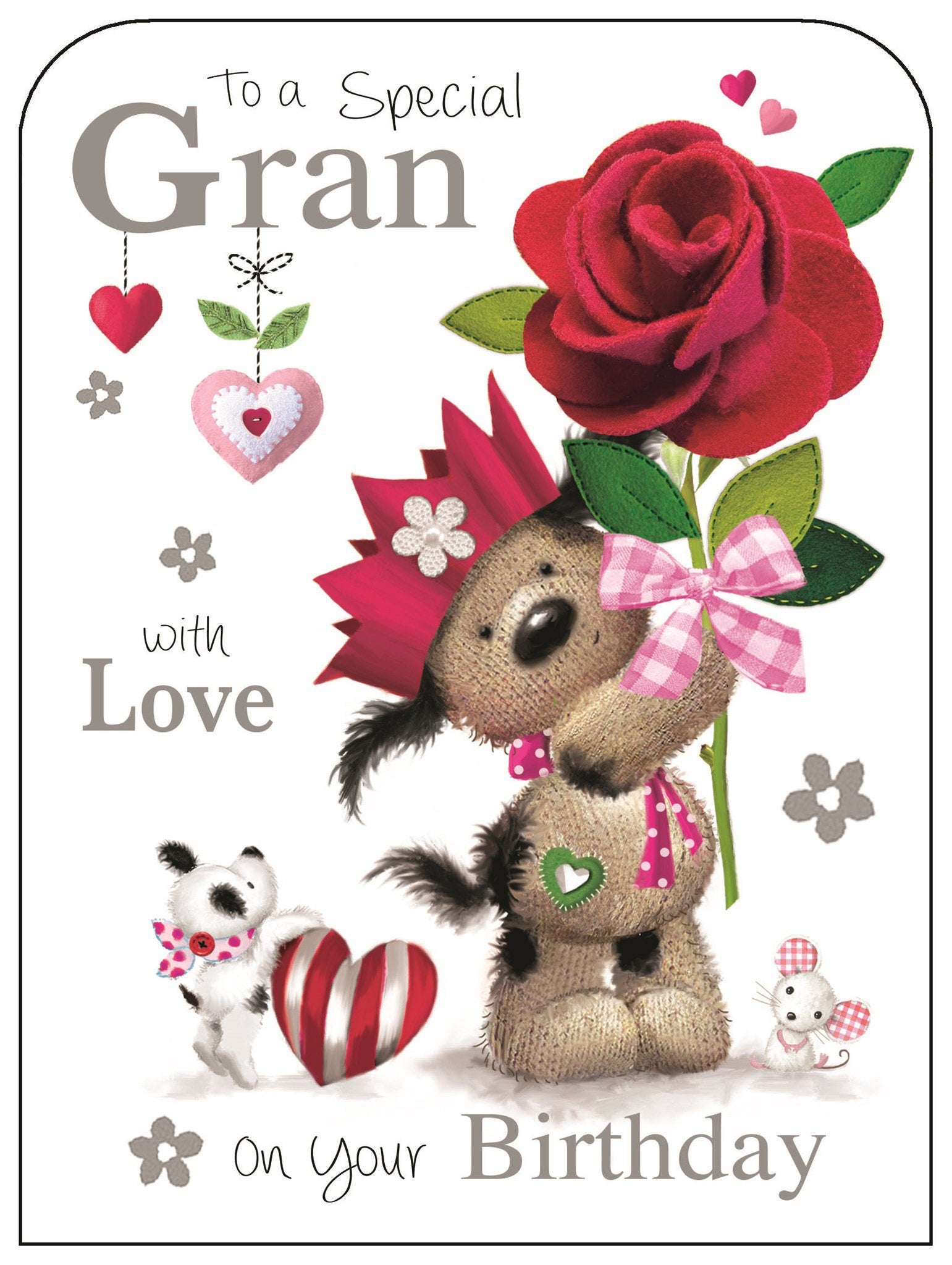 Front of Gran Rose Birthday Cute Greetings Card