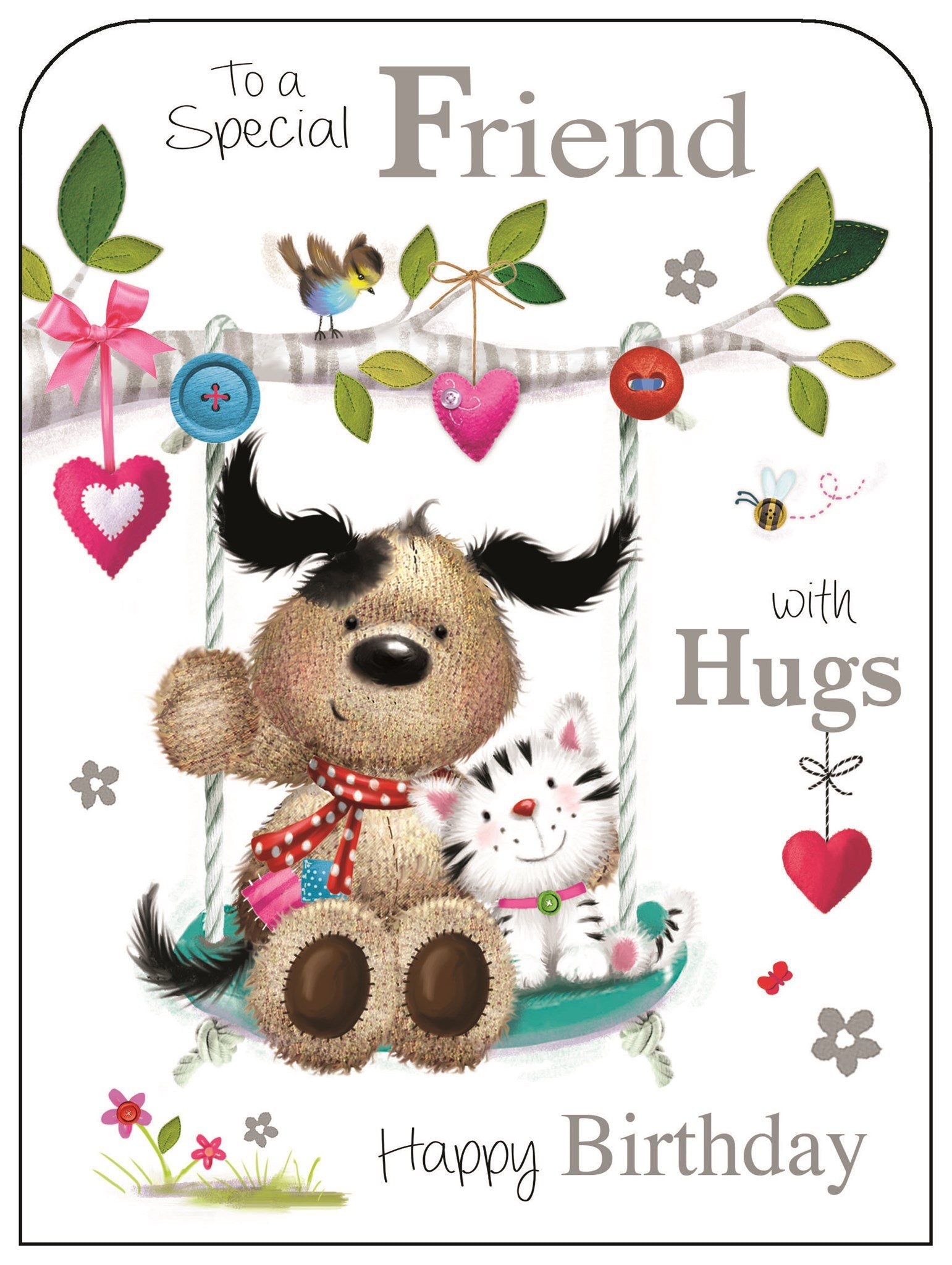 Front of Friend Swing Birthday Cute Greetings Card