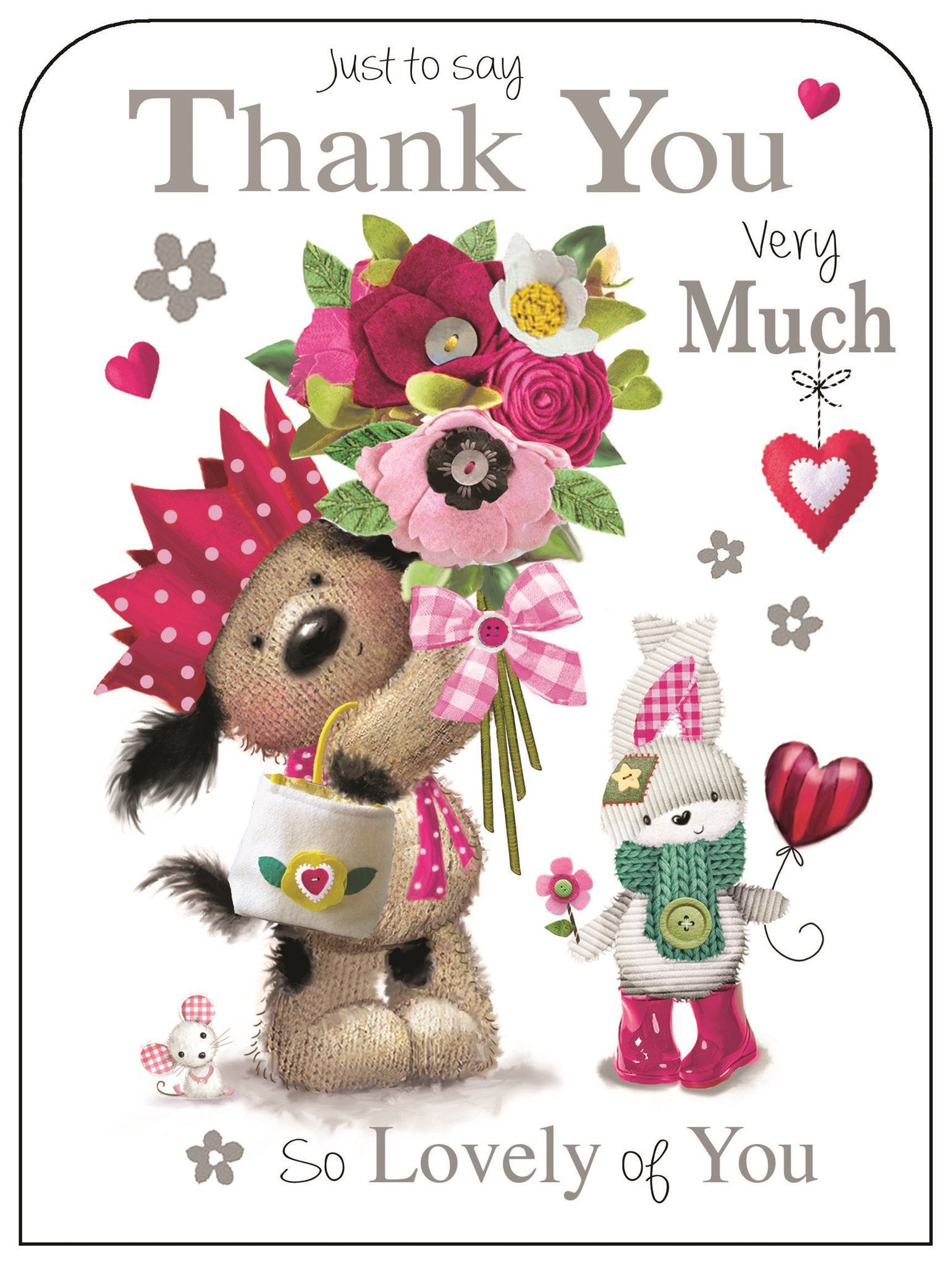 Front of Thank You Rose Cute Greetings Card
