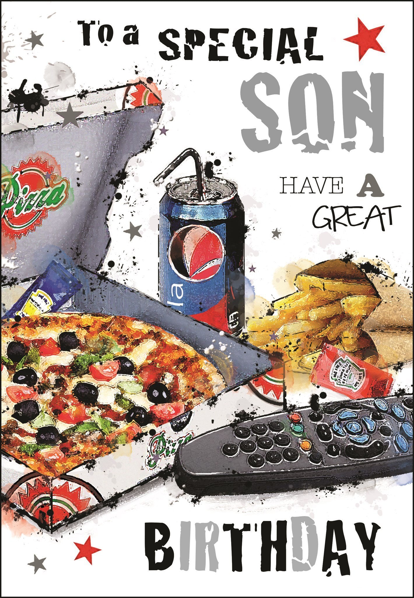 Front of Son Pizza Birthday Greetings Card