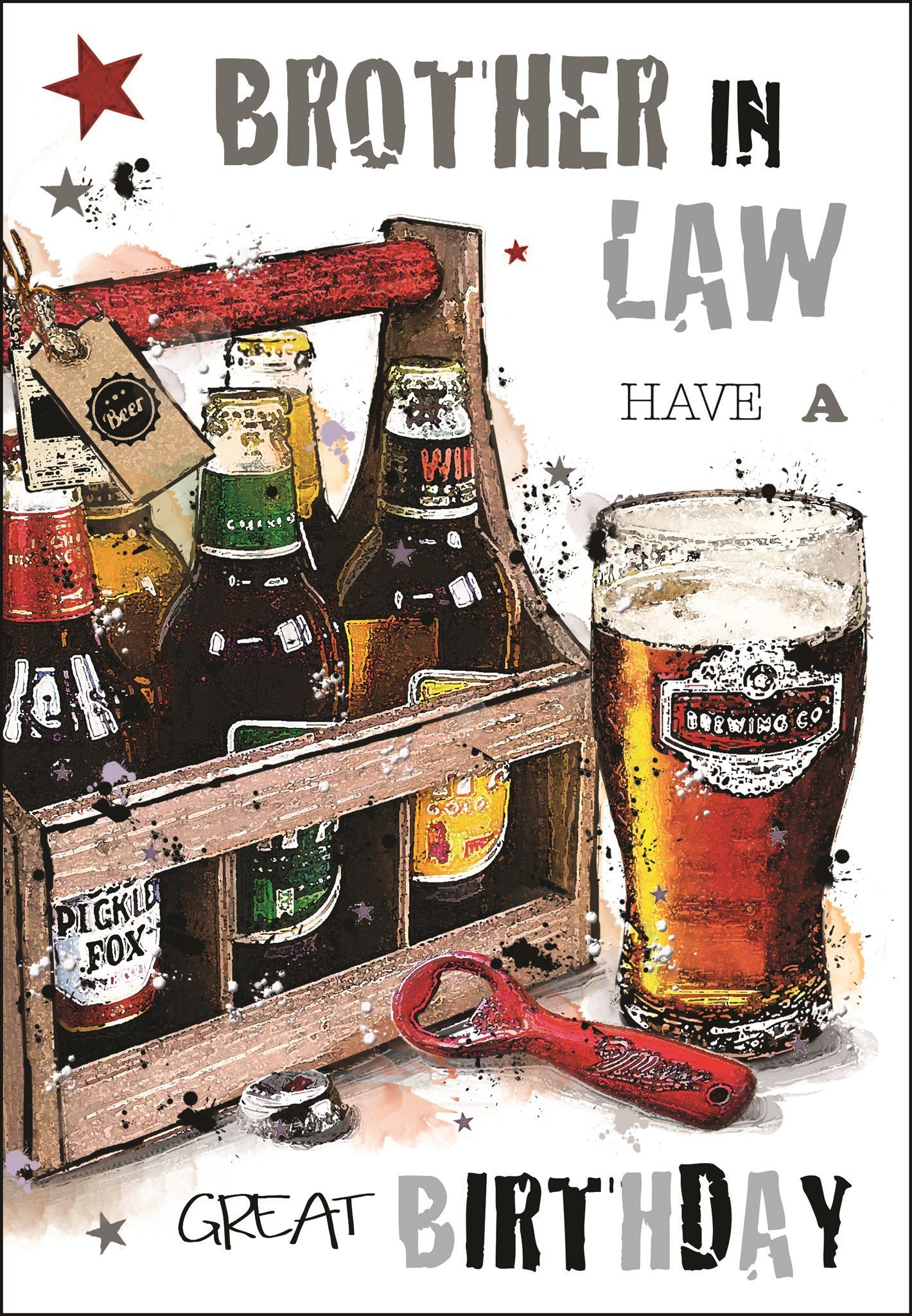 Front of Brother in Law Beer Birthday Greetings Card