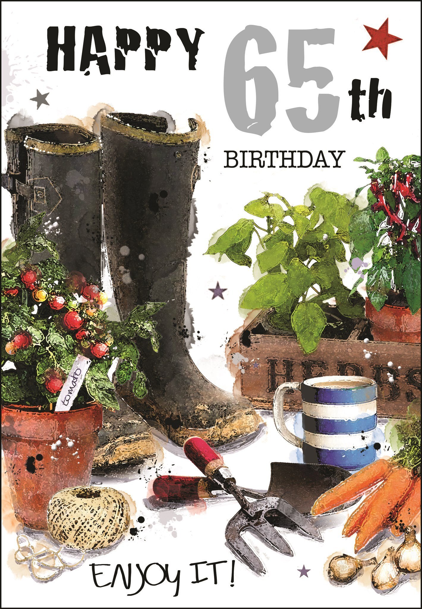 Front of 65th Birthday Open Male Greetings Card