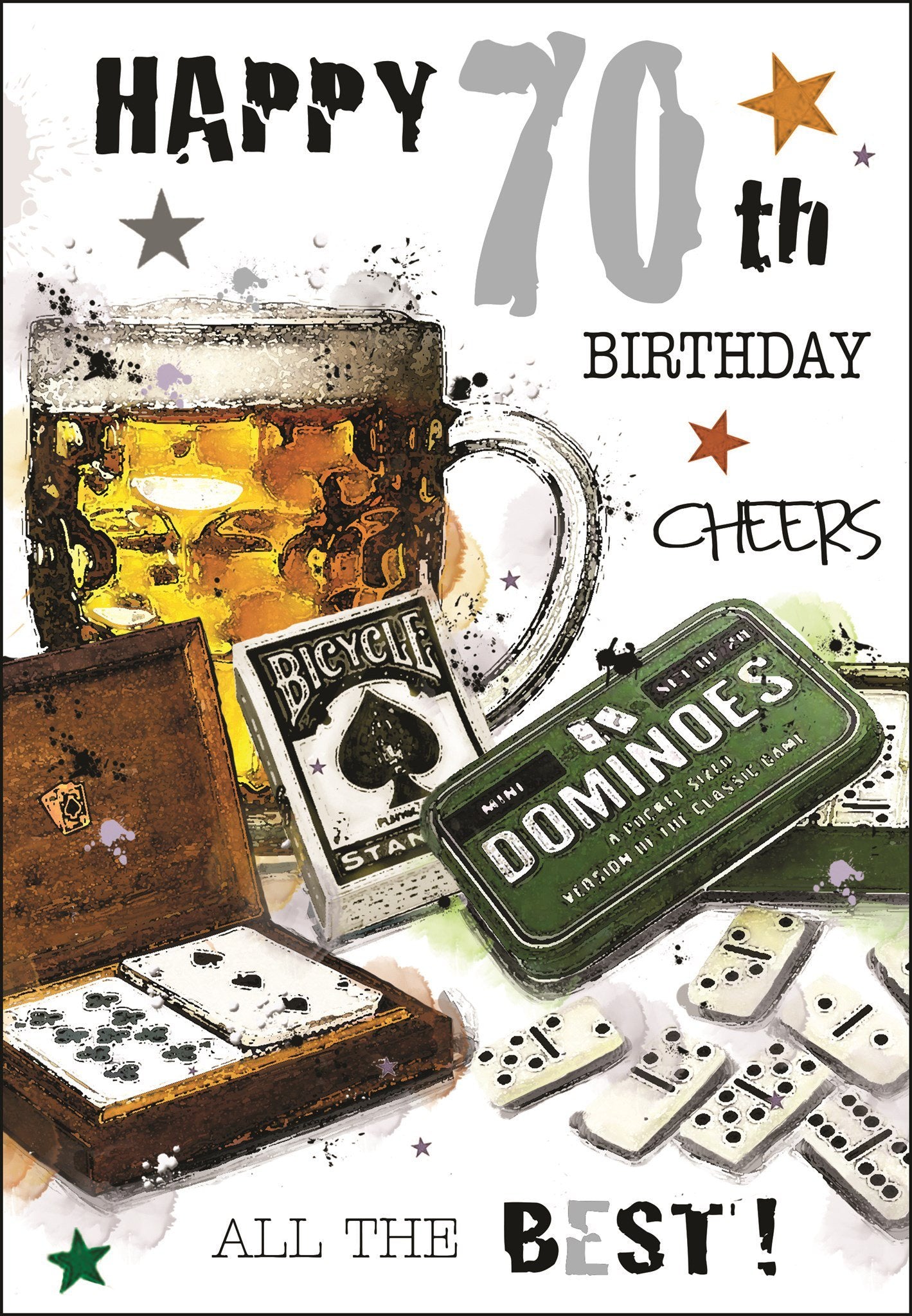 Front of 70th Birthday Open Male Greetings Card