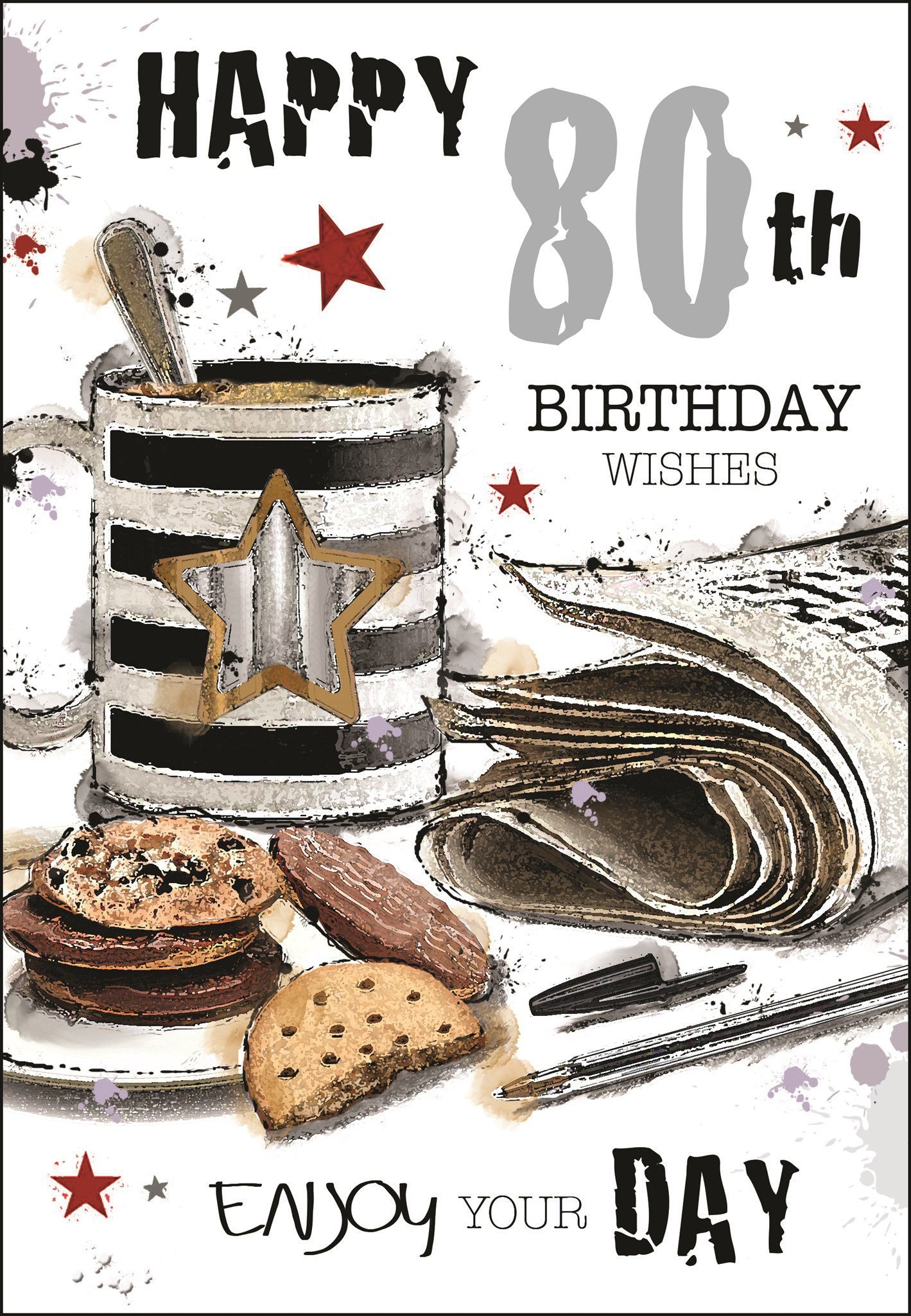 Front of 80th Birthday Open Male Greetings Card