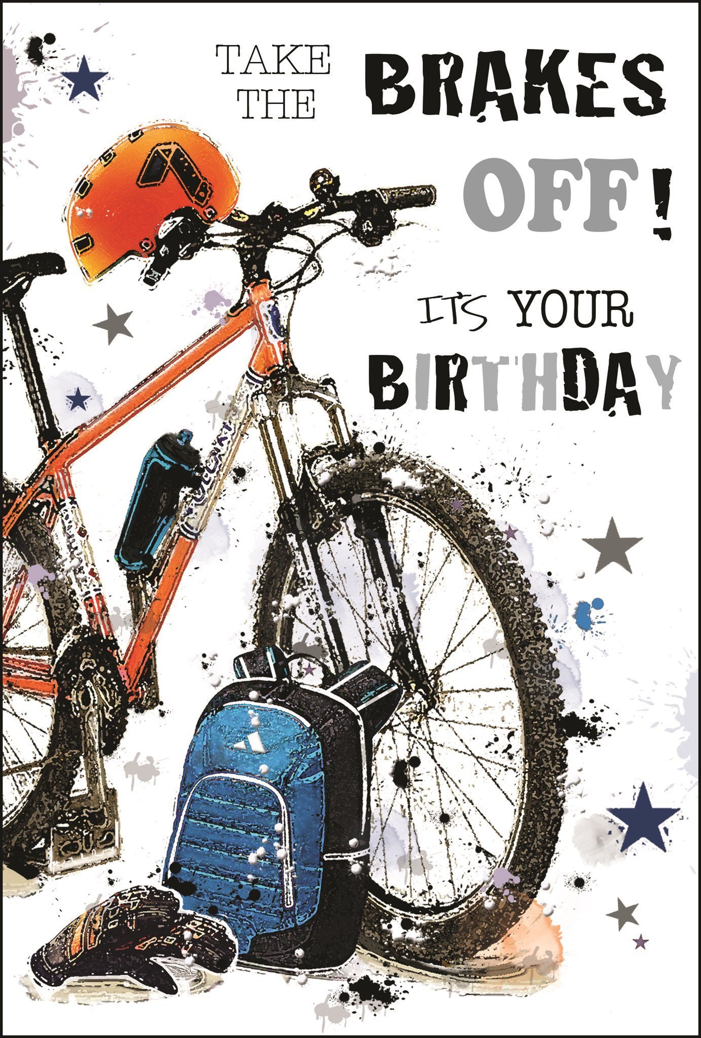 Front of Birthday Mountain Bike Male Greetings Card
