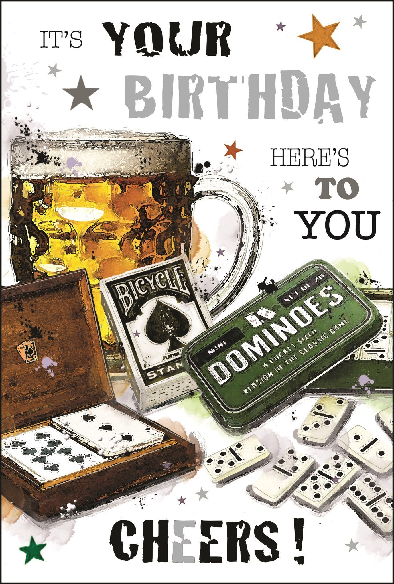 Front of Birthday Dominoes Male Greetings Card