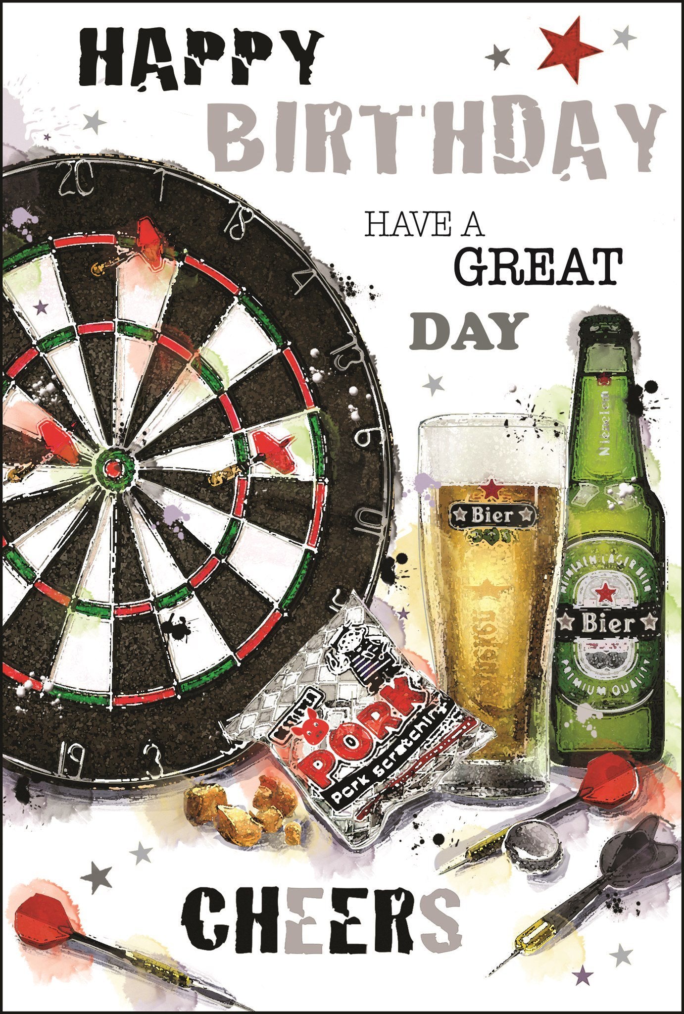 Front of Birthday Darts Cheers Card