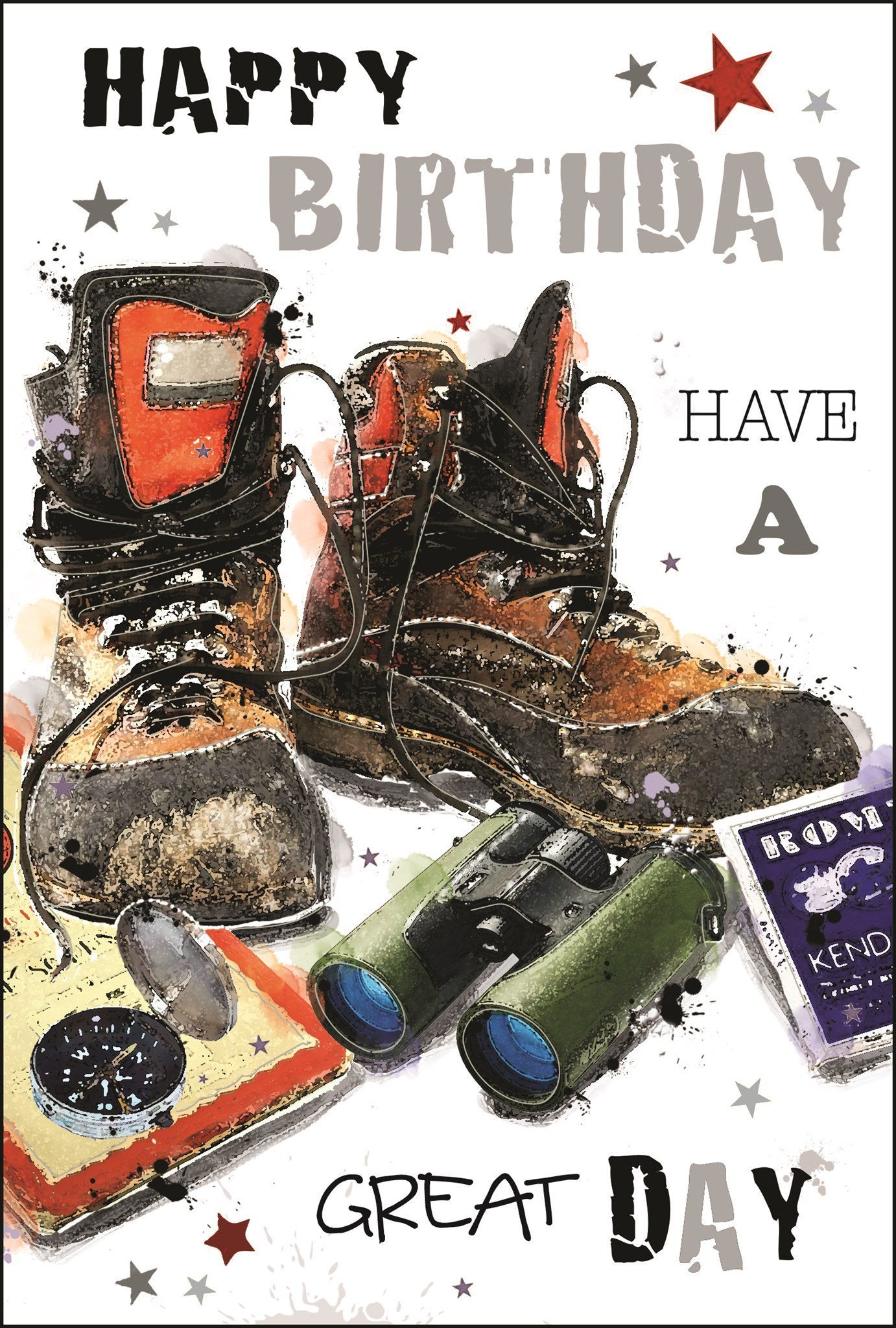 Front of Birthday Walking Boots Male Greetings Card