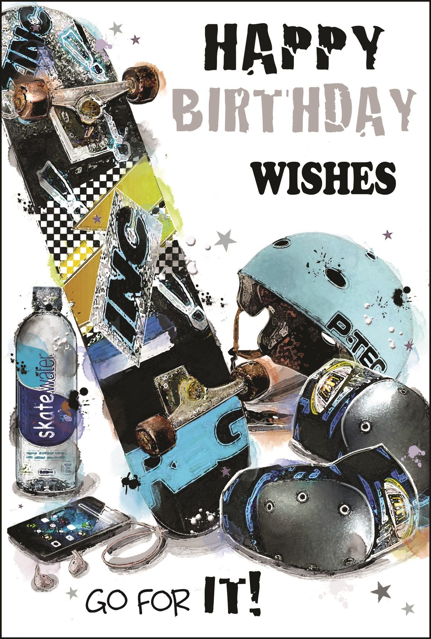 Front of Birthday Skateboard Male Greetings Card