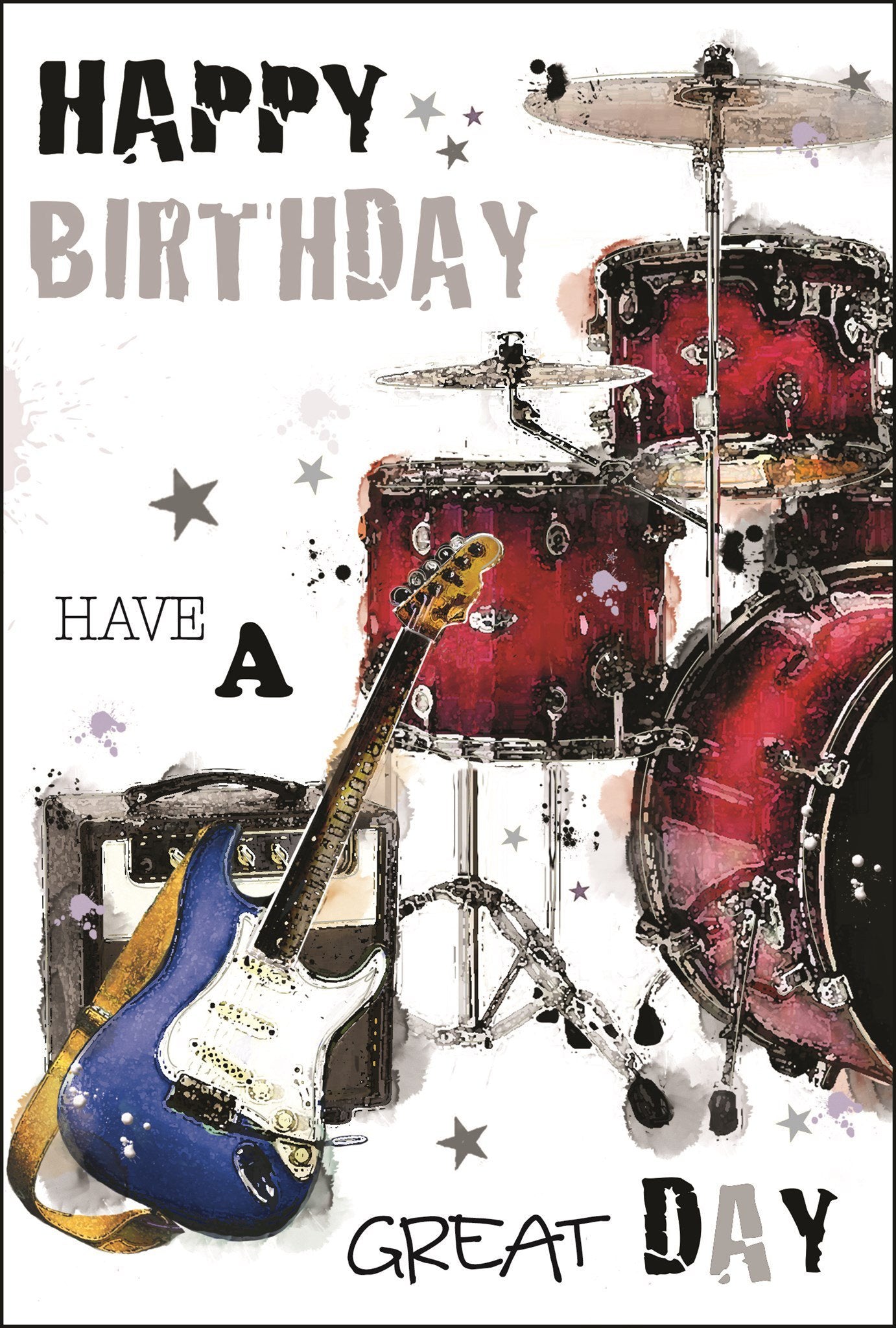 Front of Birthday Drums Great Day Card