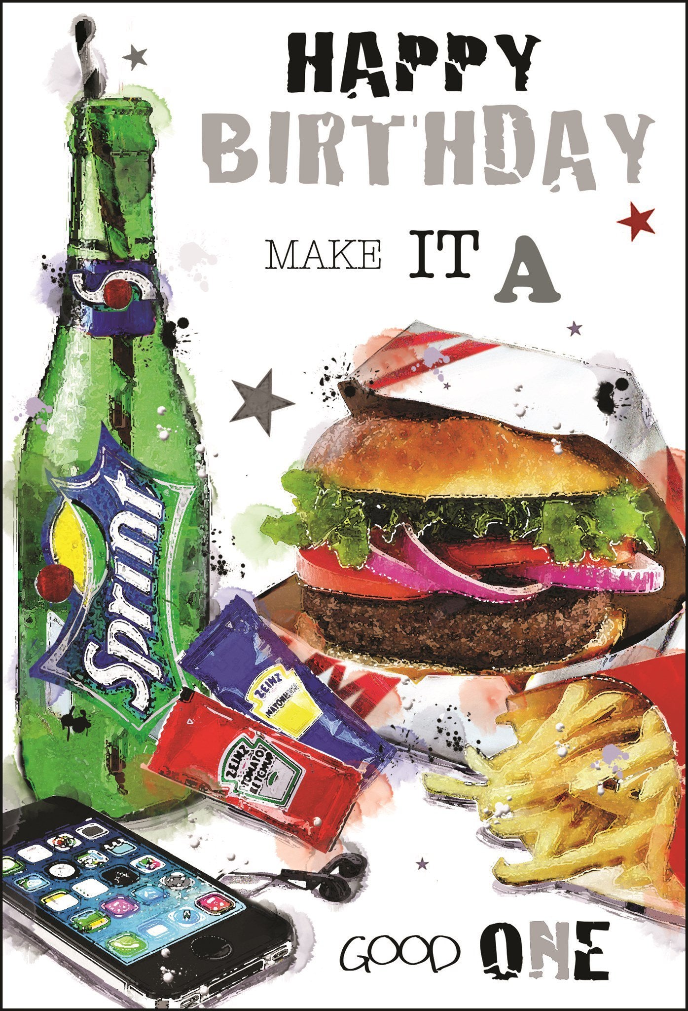 Front of Birthday Burger Male Greetings Card