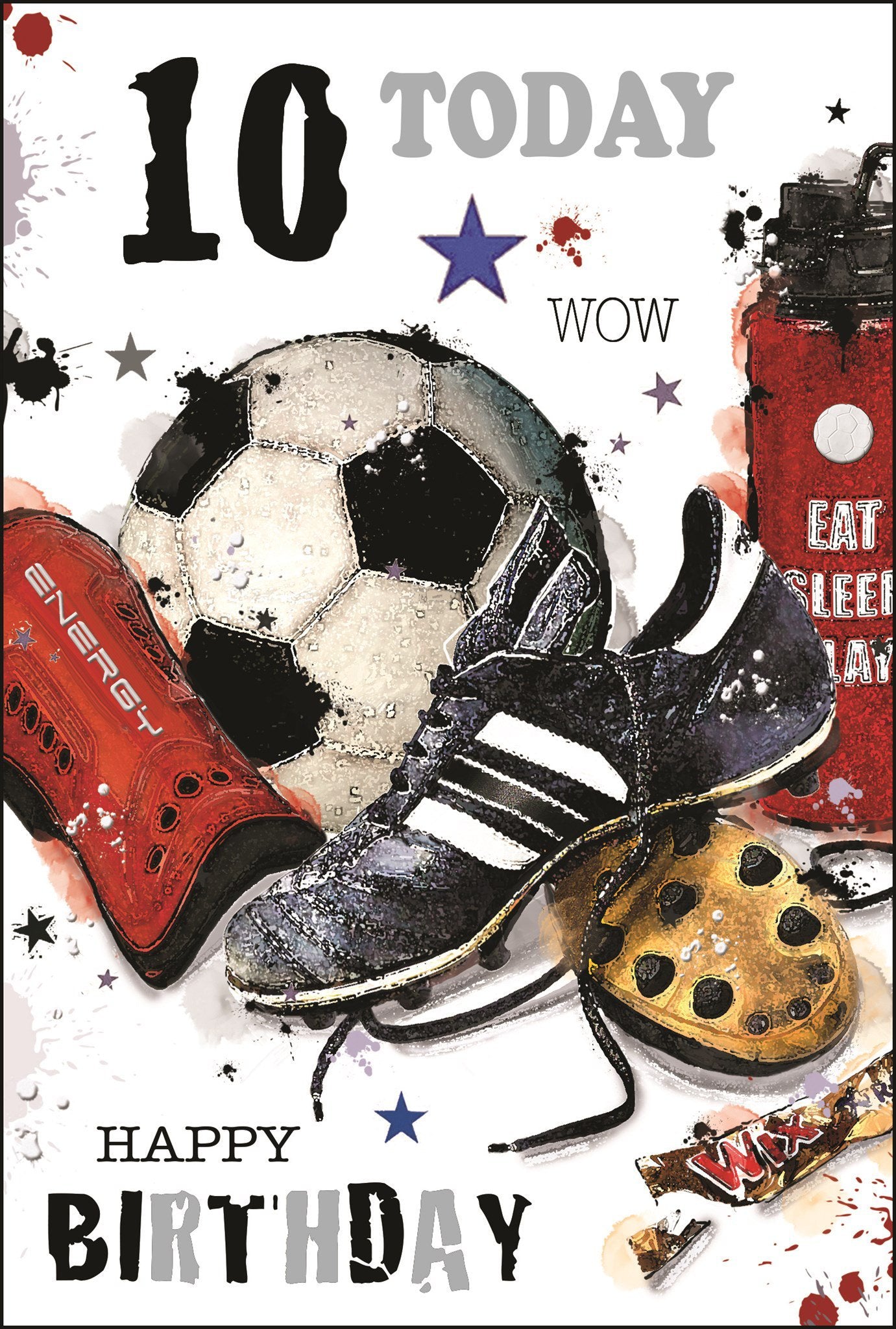 Front of 10th Birthday Boy Football Greetings Card