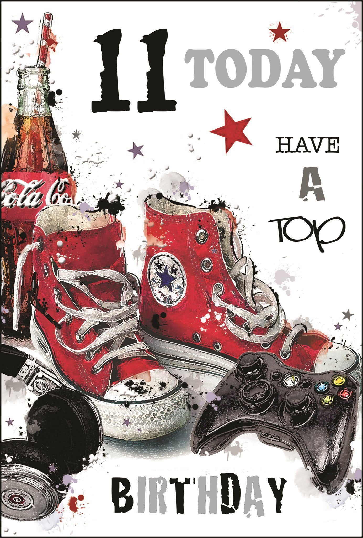 Front of 11th Birthday Boy Boots Greetings Card
