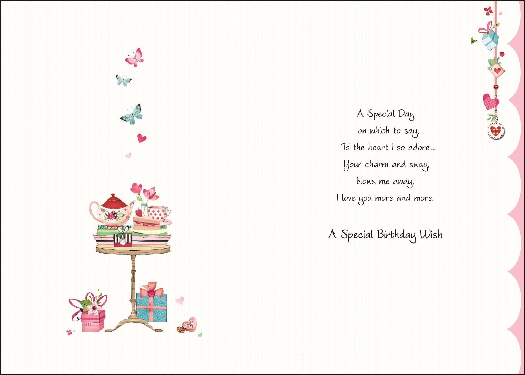 Inside of Wife Birthday Chair Gifts Greetings Card
